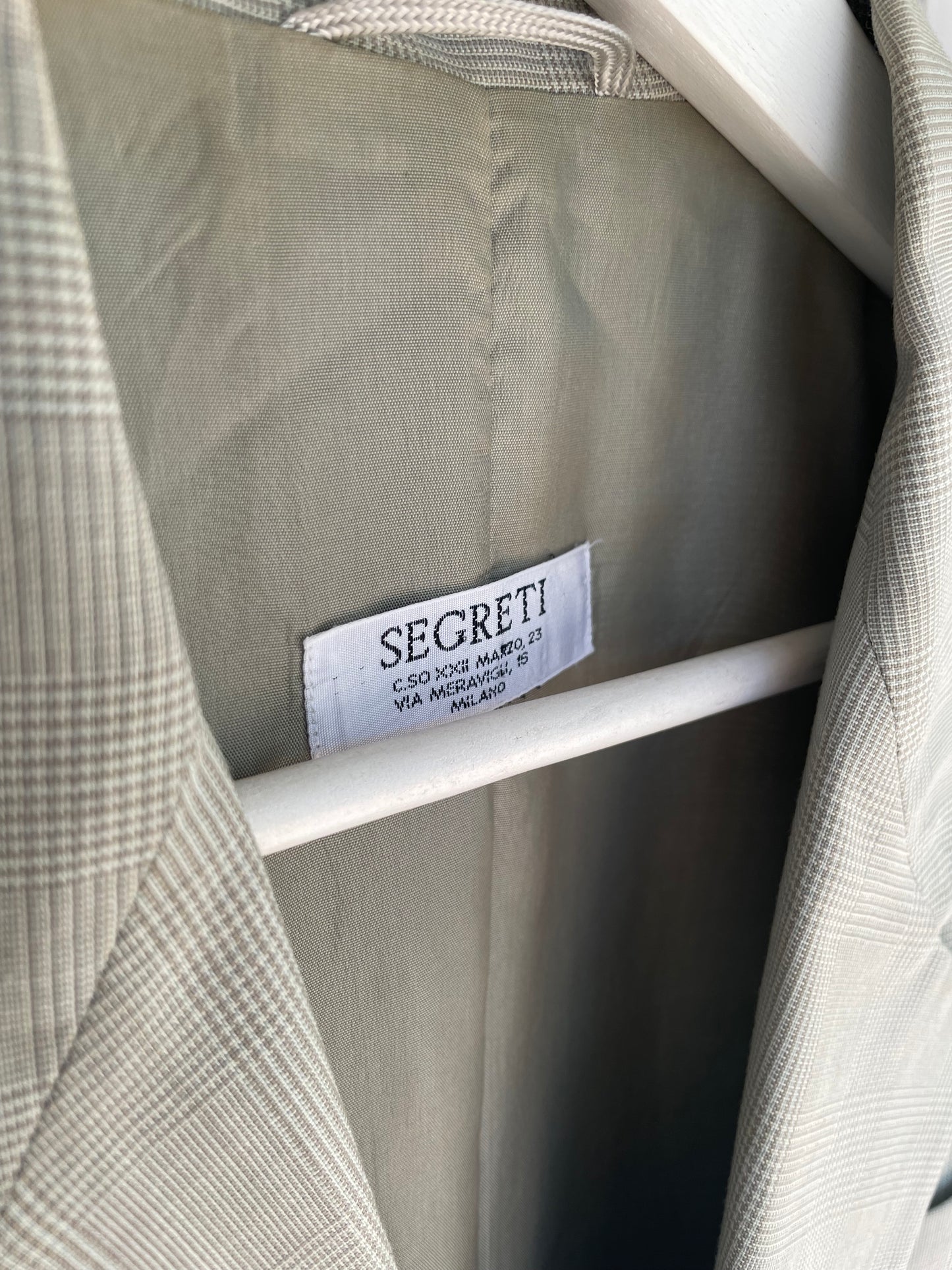 Blazer sartoriale misto viscosa/lana vergine/mohair madras color verde muschio