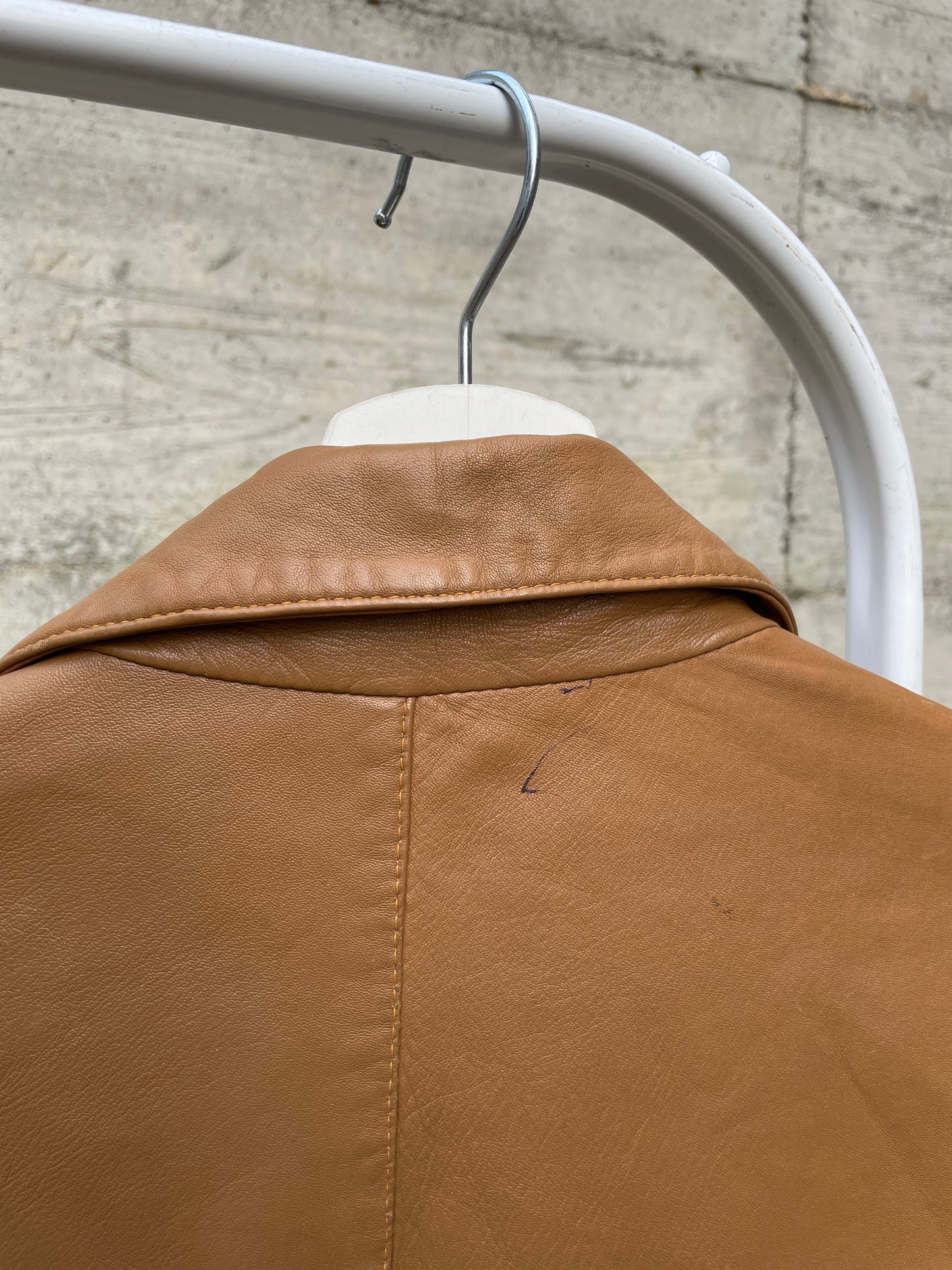 Biker liscio in nappa (vera pelle) biscotto - taglia M/L uomo