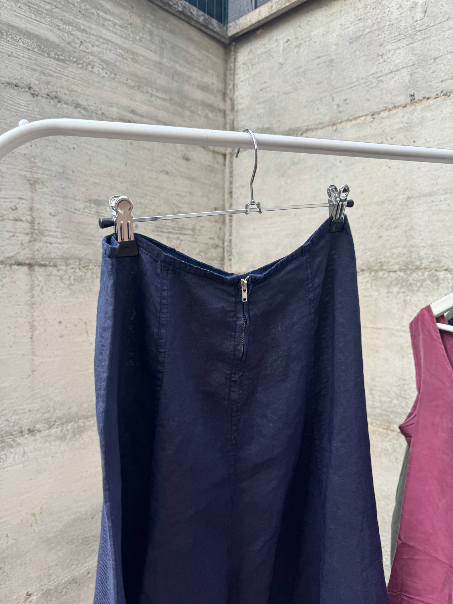 Gonna sartoriale midi a ruota 100% lino, taglia M