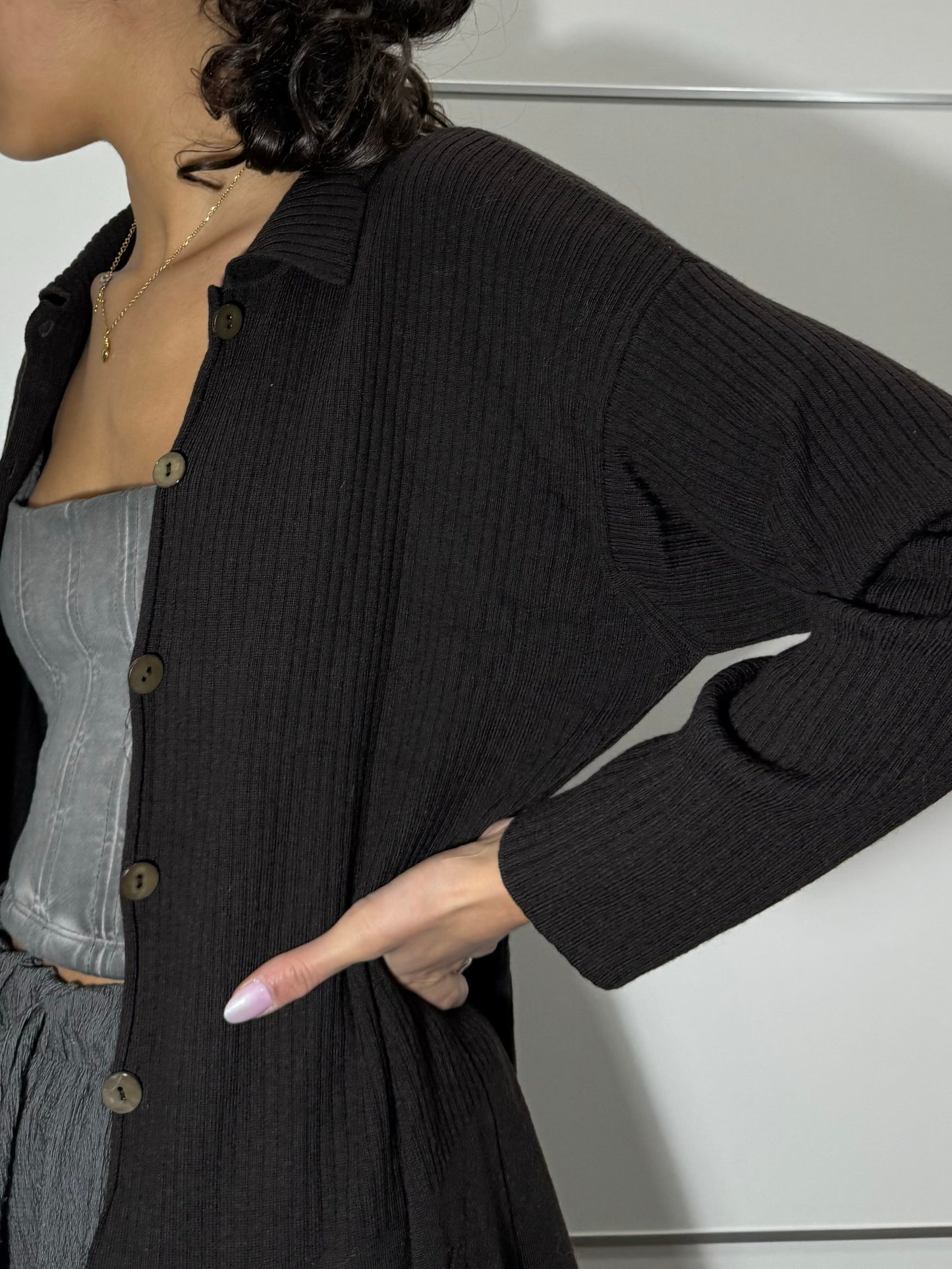 Cardigan testa di moro in 100% lana merino extrafine