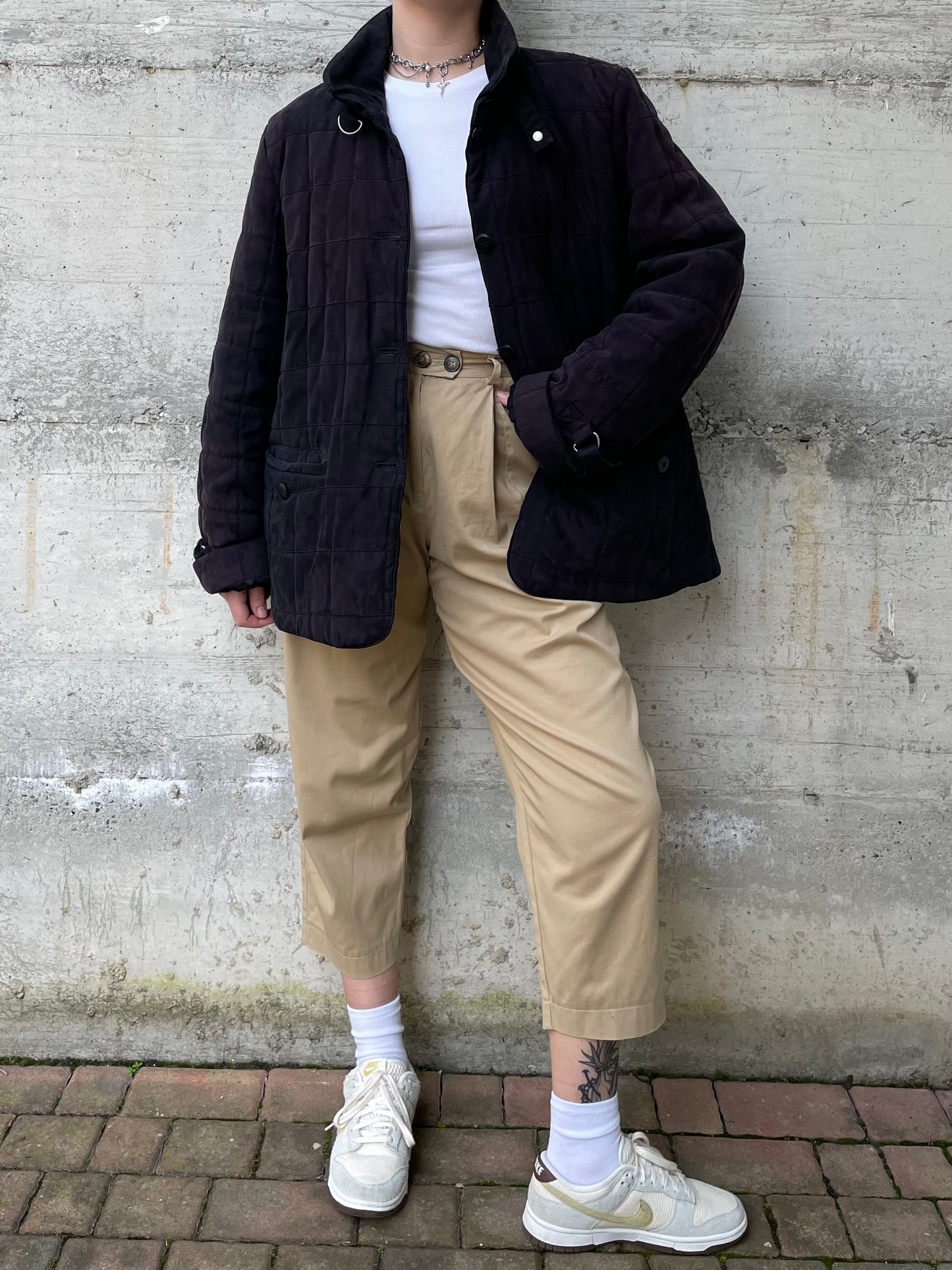 Giacca trapuntata nera - L donna