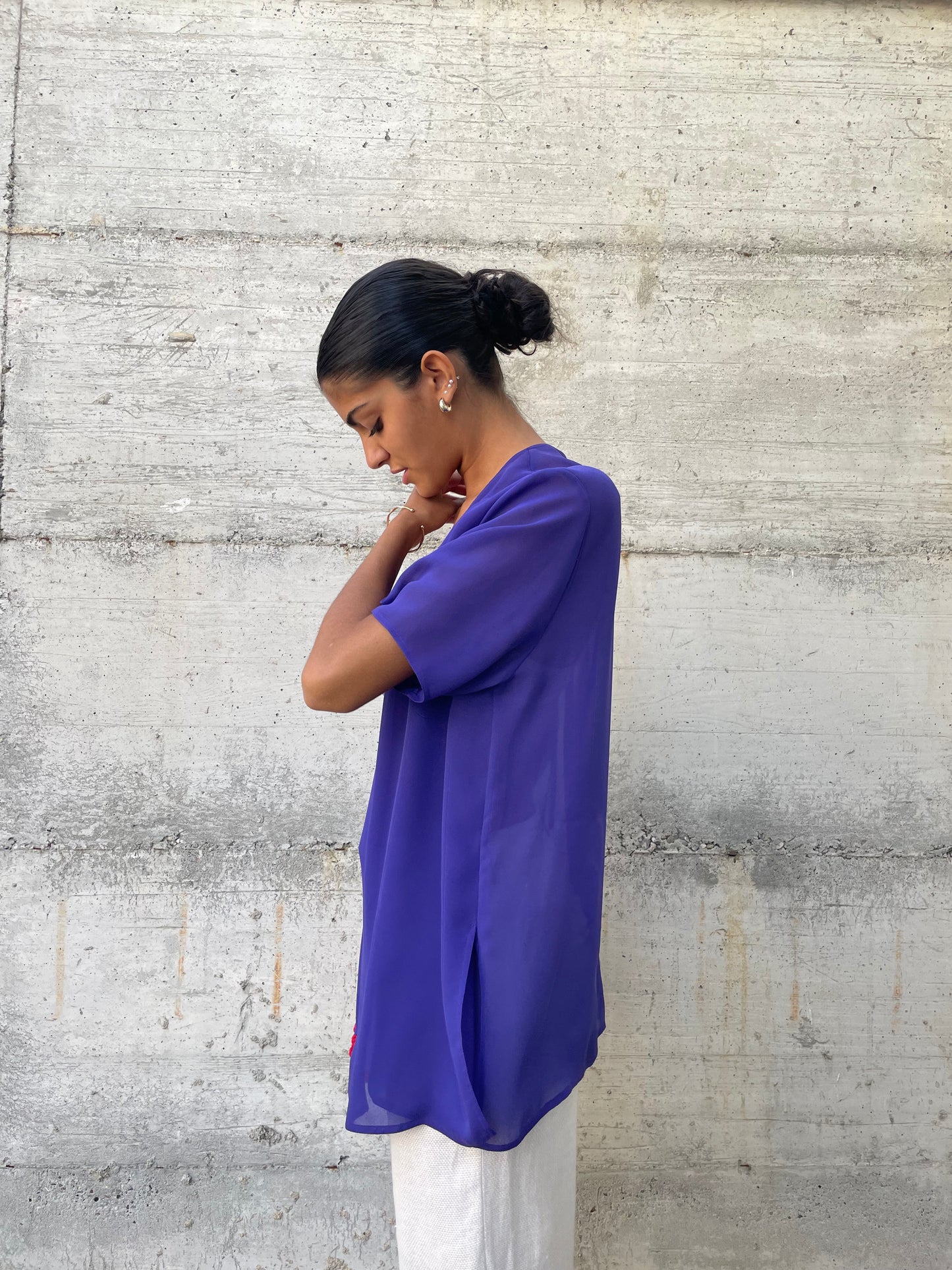 Blusa sheer Elena Mirò viola - taglia XL