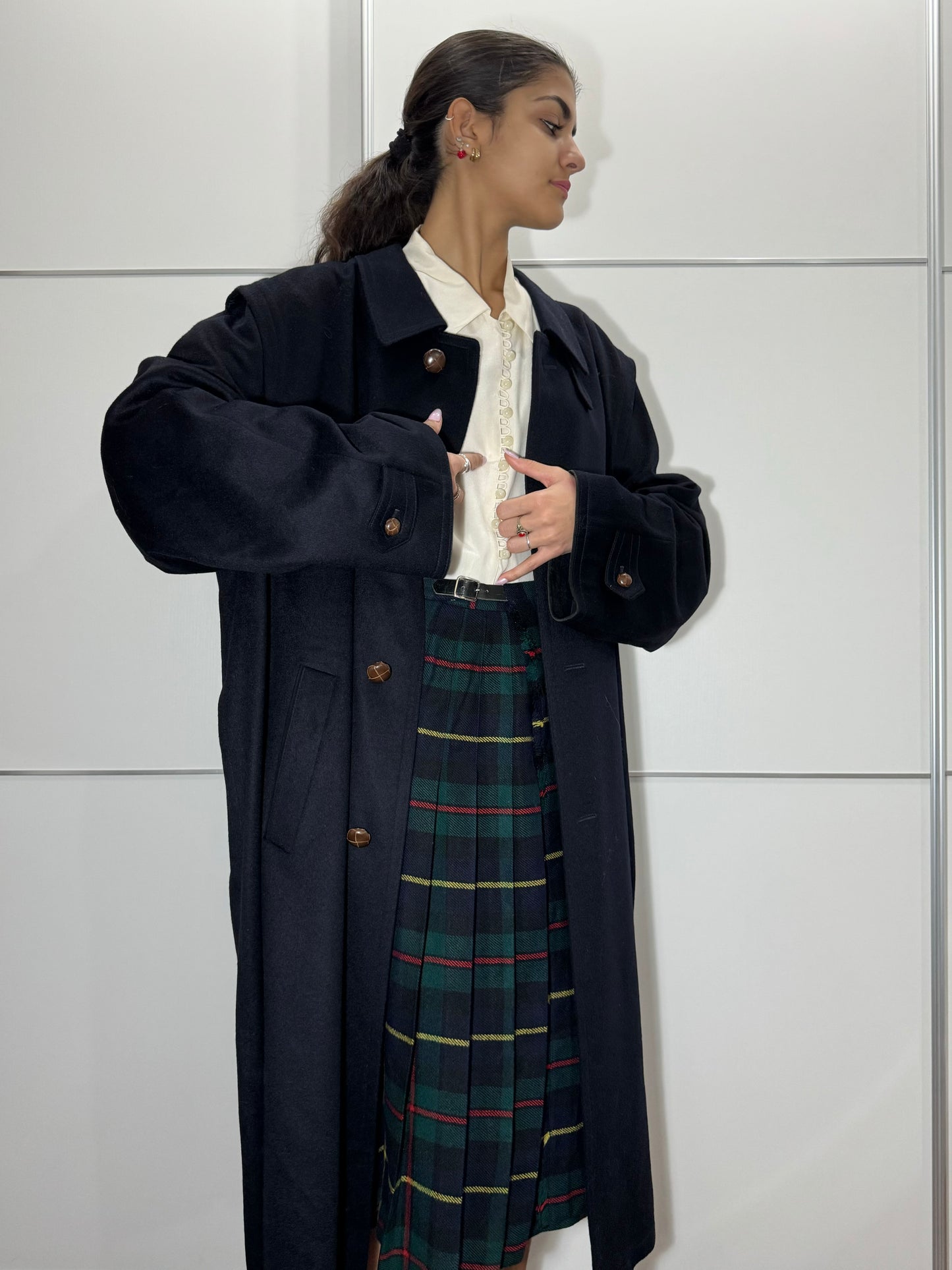 Classico cappotto Loden blu notte in misto lana vergine e alpaca