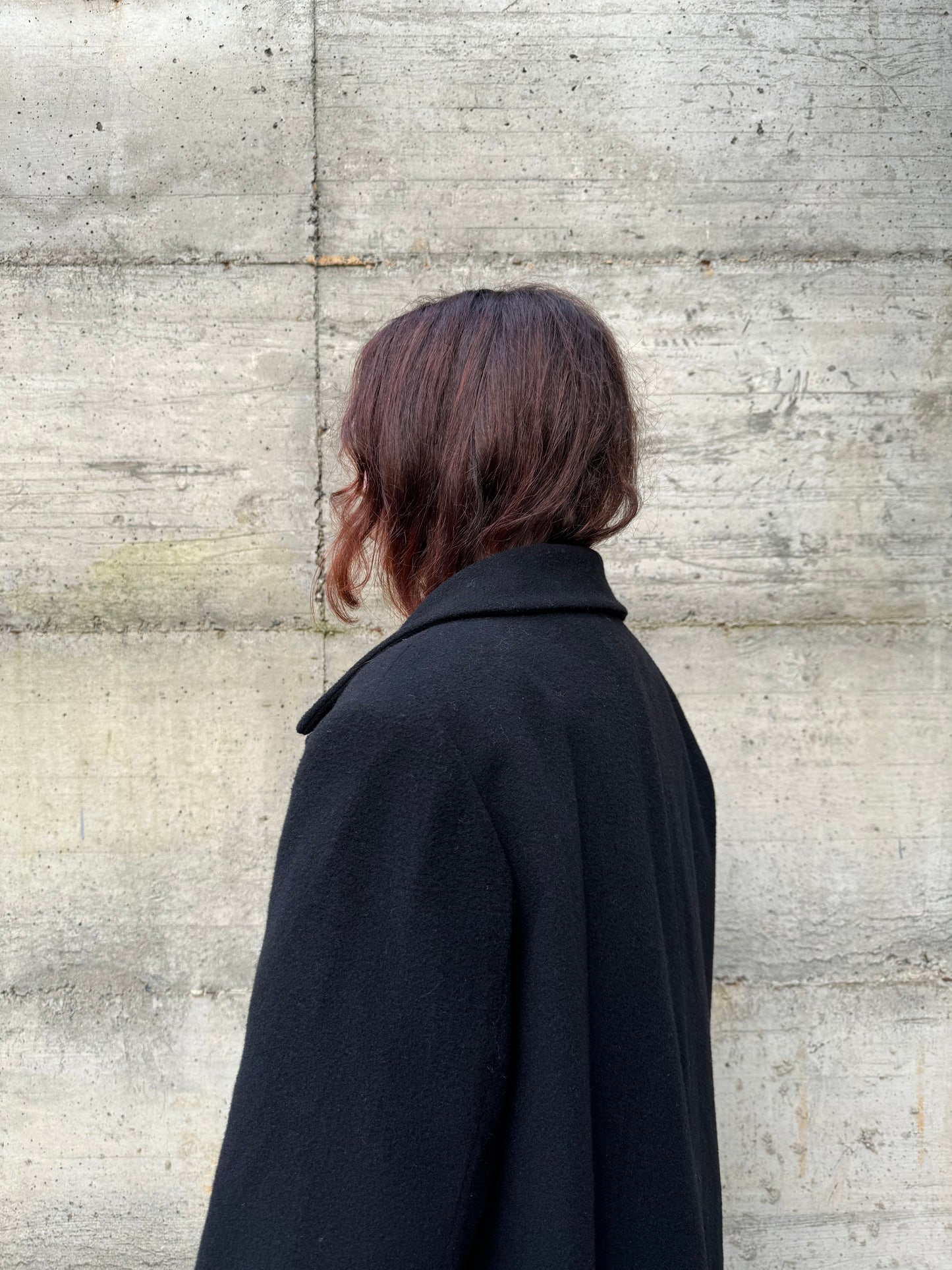 Cappotto sartoriale donna monopetto nero, in misto lana e cashmere