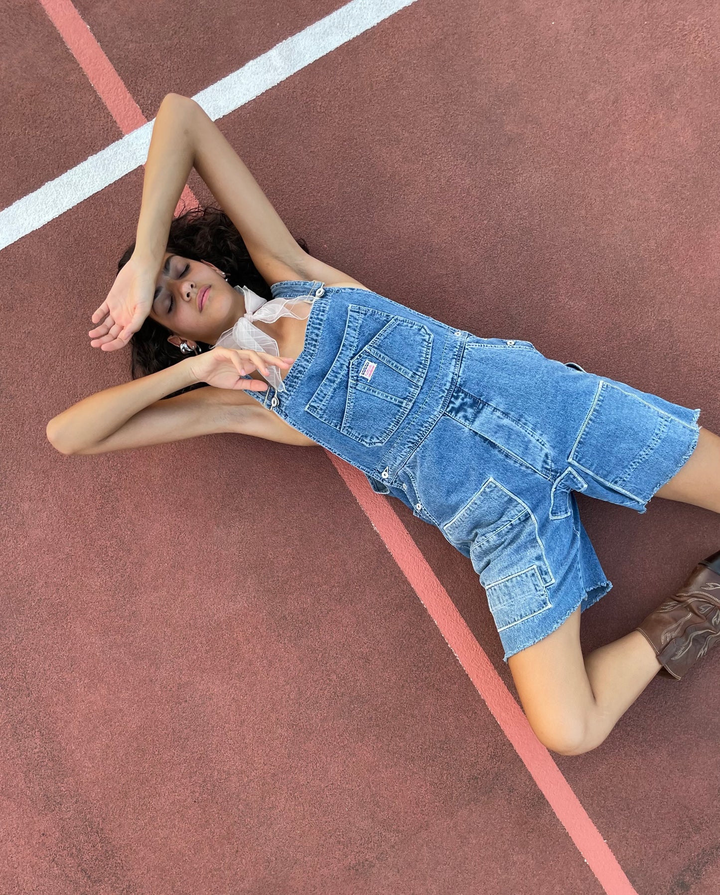 Salopette vintage denim lavaggio medio - taglia M