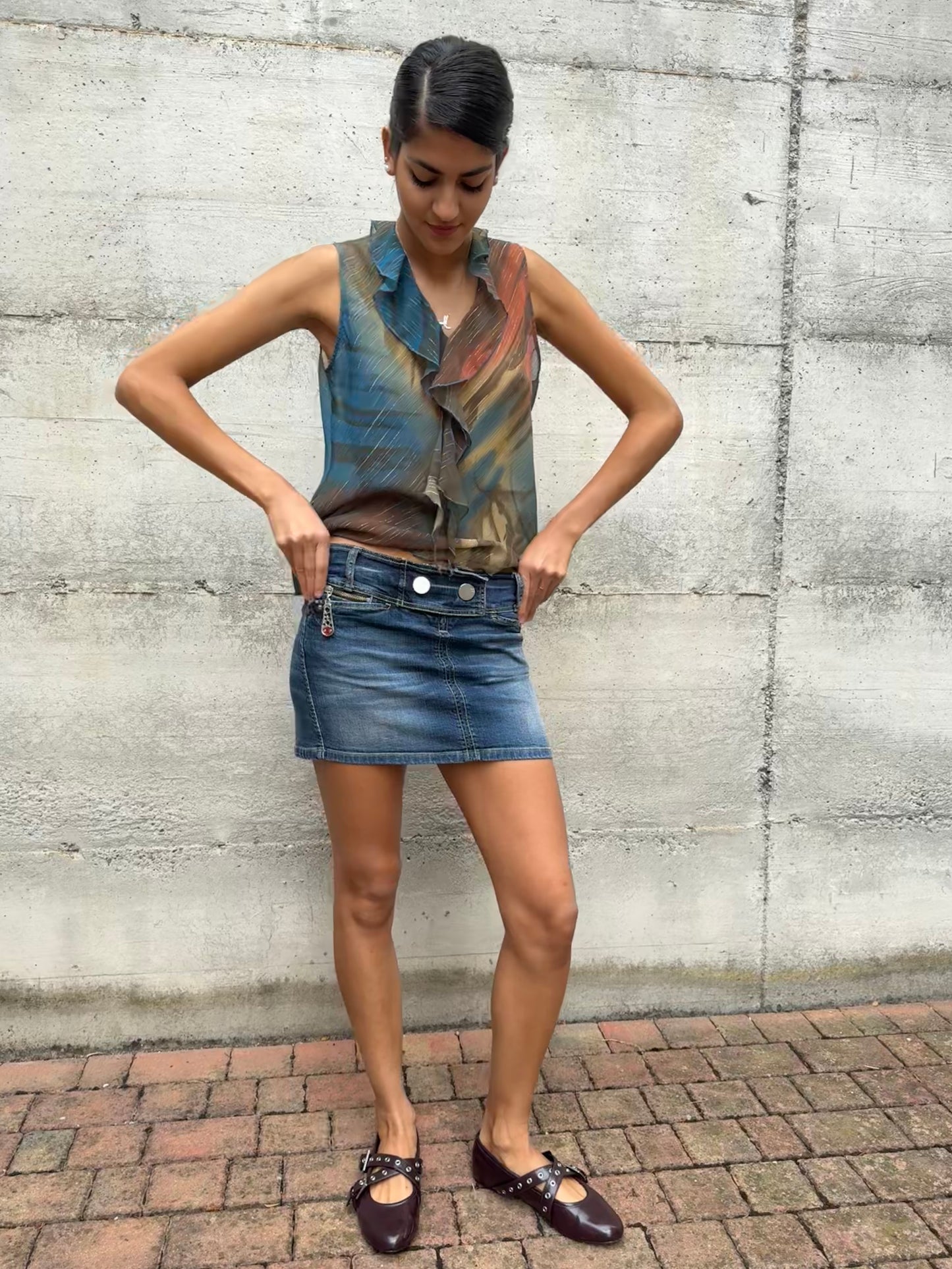 Top Y2K in crepe di viscosa