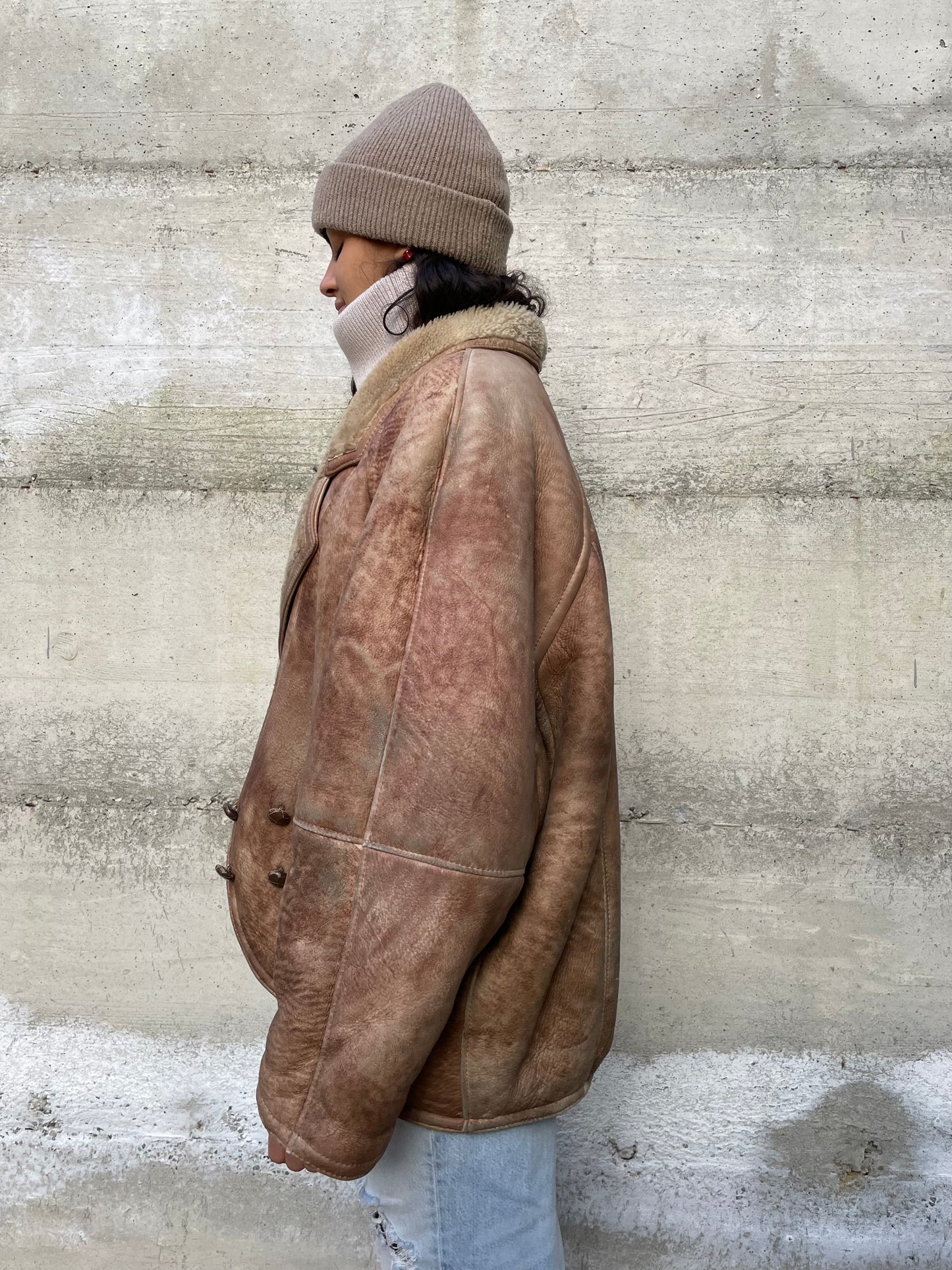 Montone donna originale Shearling 80s in nappa sfumata