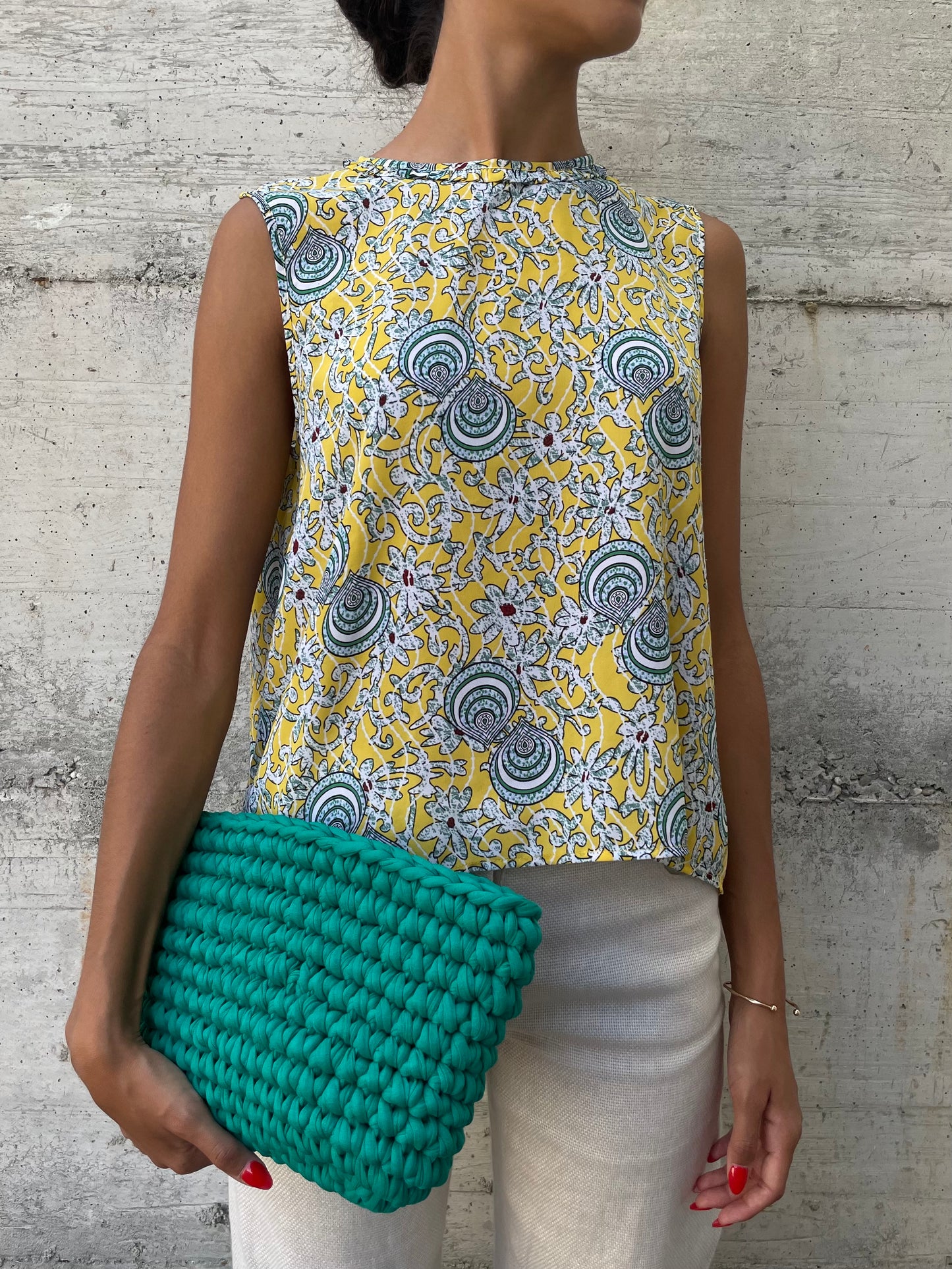 Top fantasia Benetton anni 90 in viscosa - taglia S/M