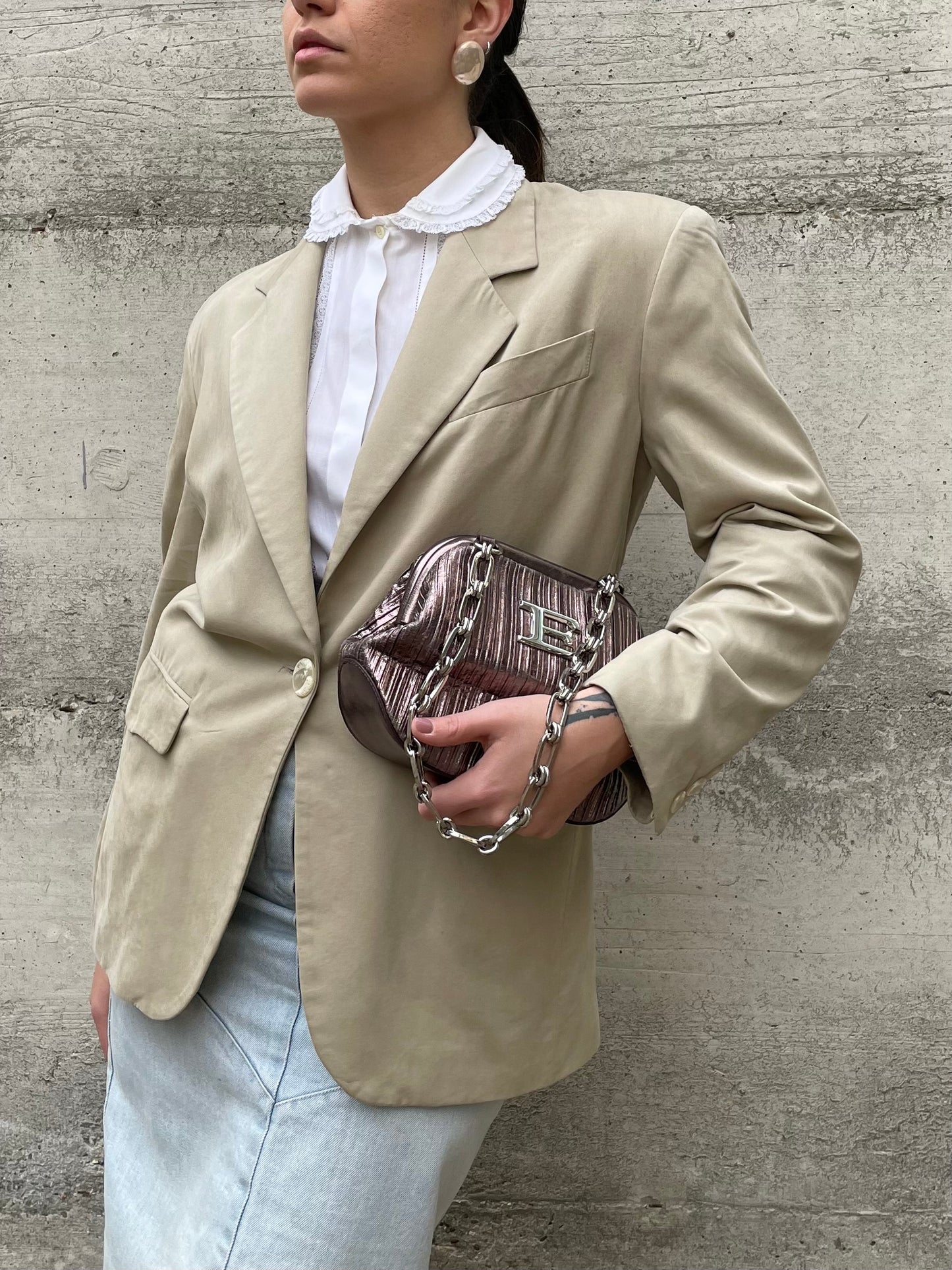 Blazer in seta cotta color sabbia - 42it