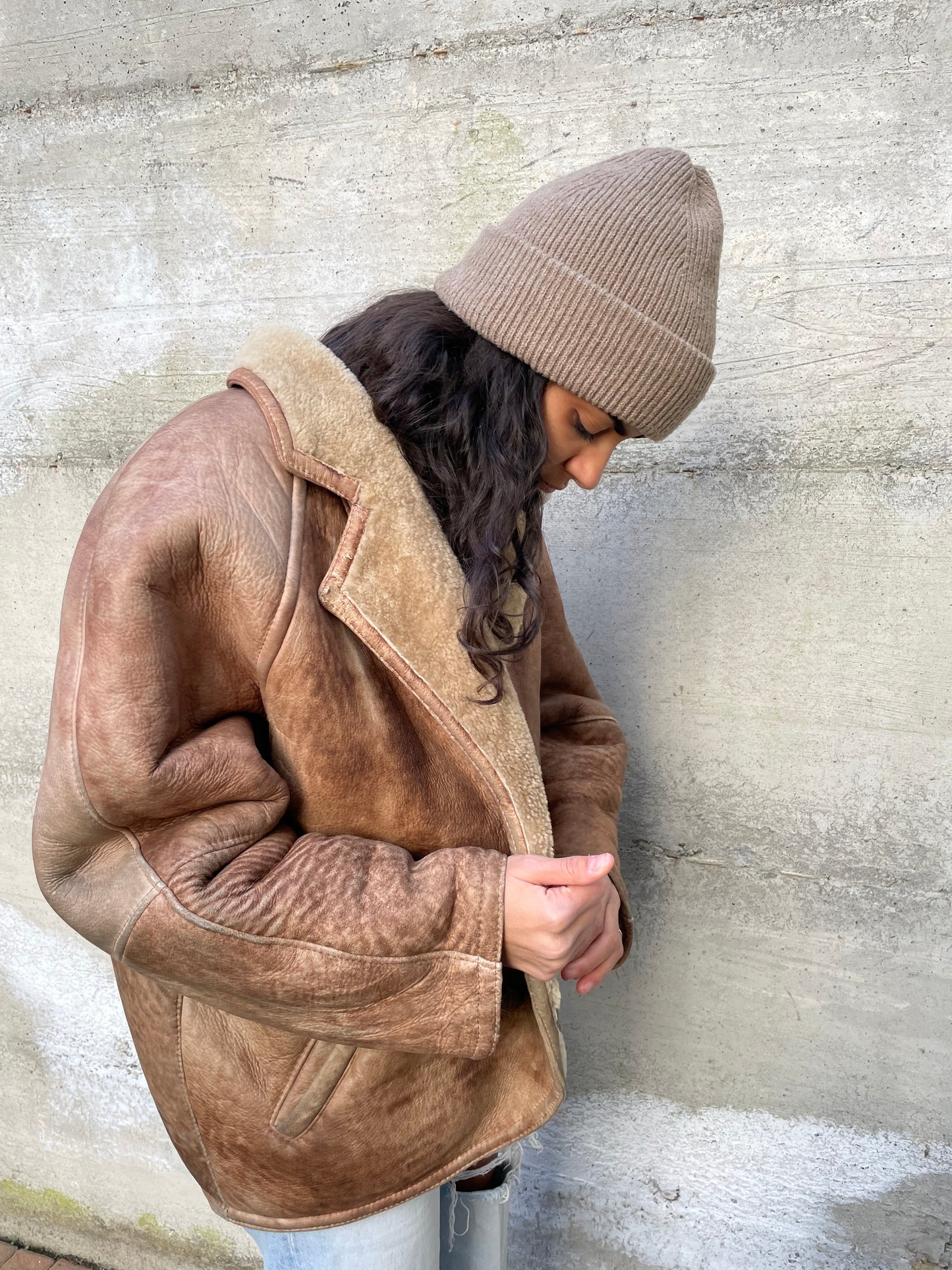 Montone donna originale Shearling 80s in nappa sfumata