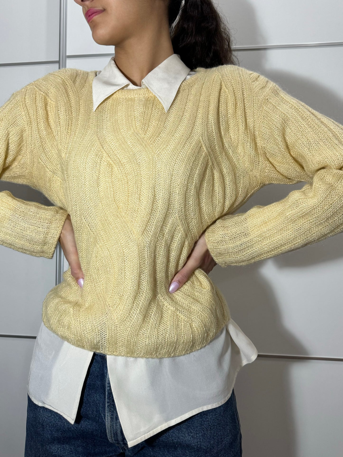 Maglioncino girocollo crochet in lana