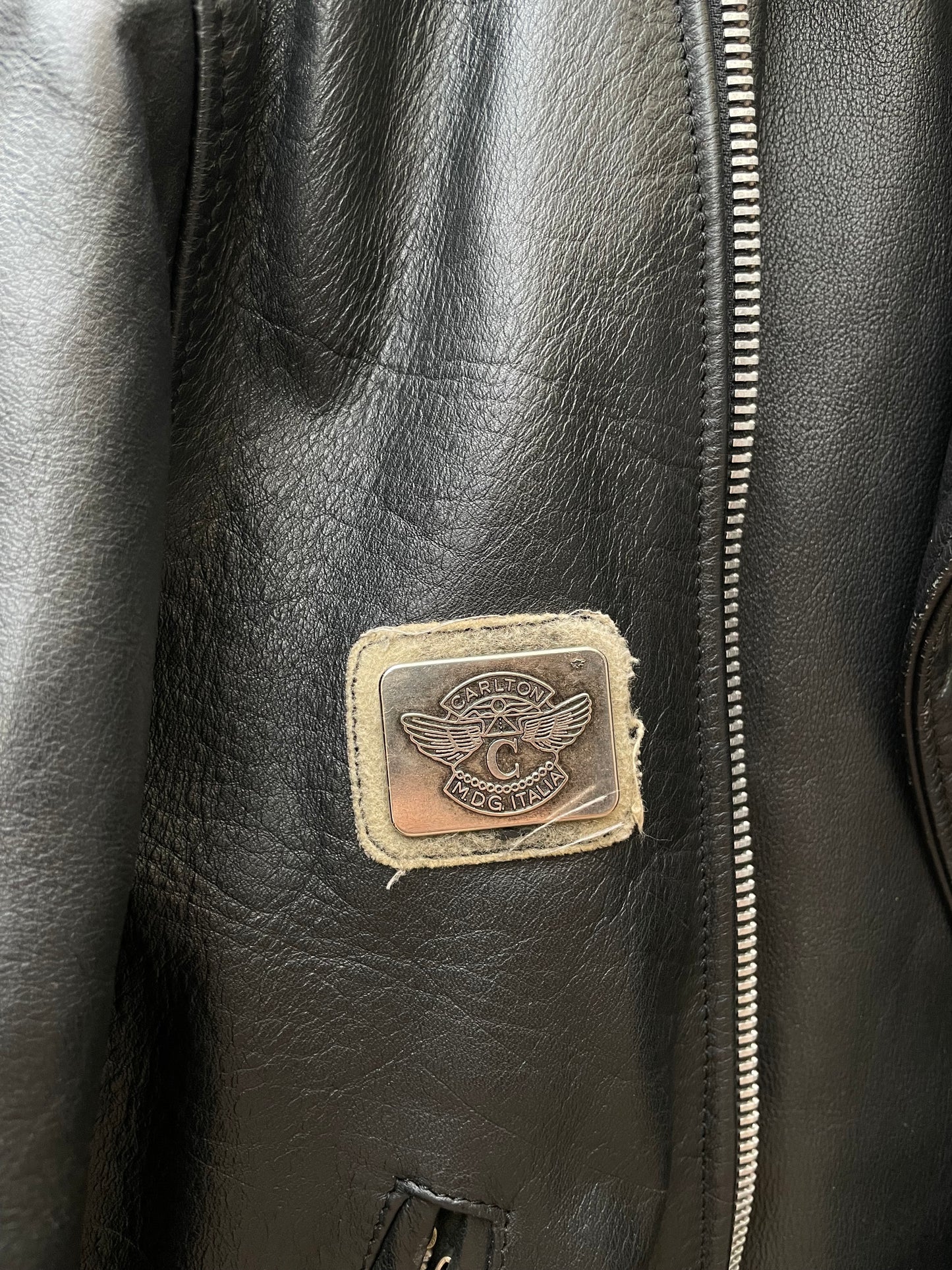 Chiodo Carlton in vera pelle nero, taglia M uomo