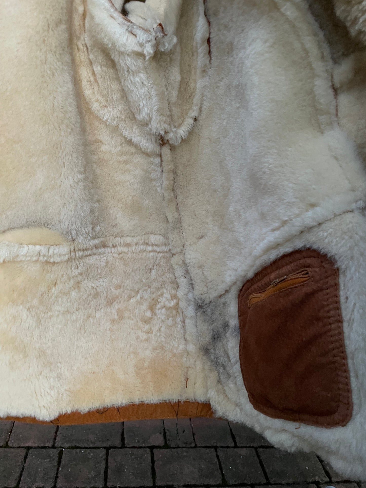 Montone originale Shearling caramello scamosciato, taglia 50it uomo