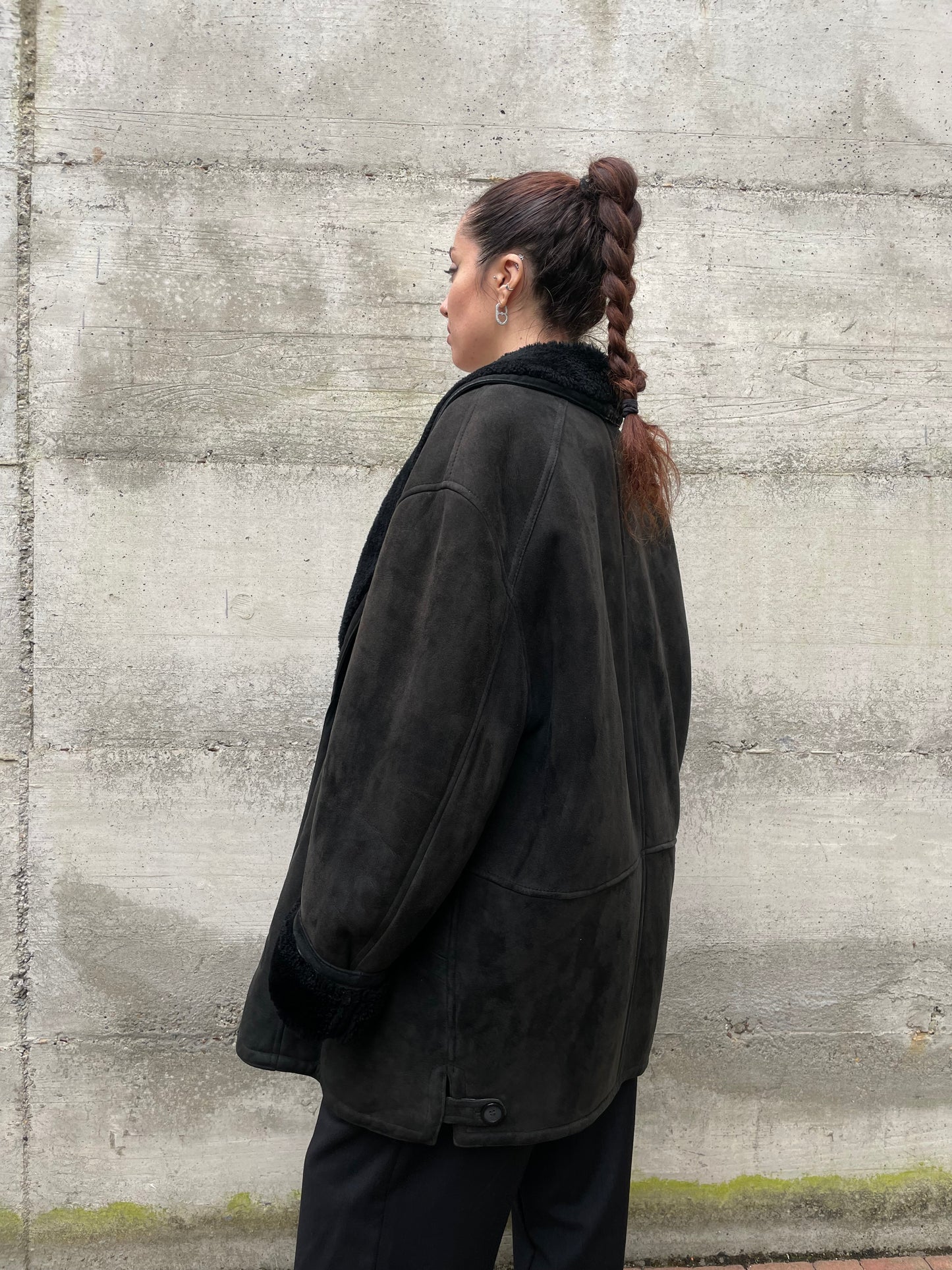 Montone originale Shearling nero scamosciato - taglia L uomo