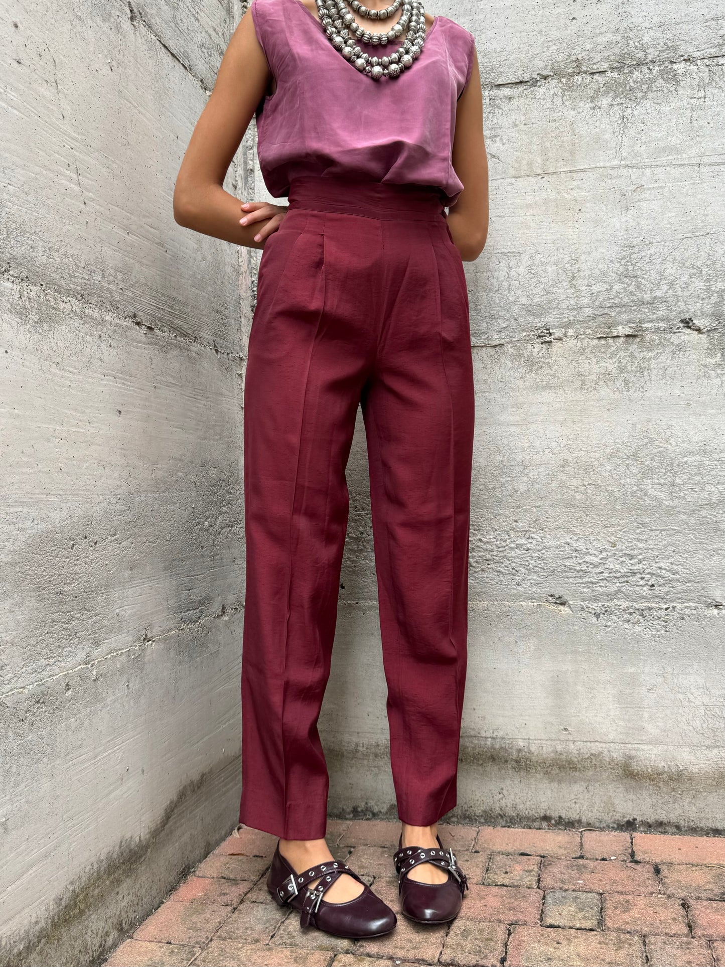 Pantalone sartoriale vinaccia, taglia S