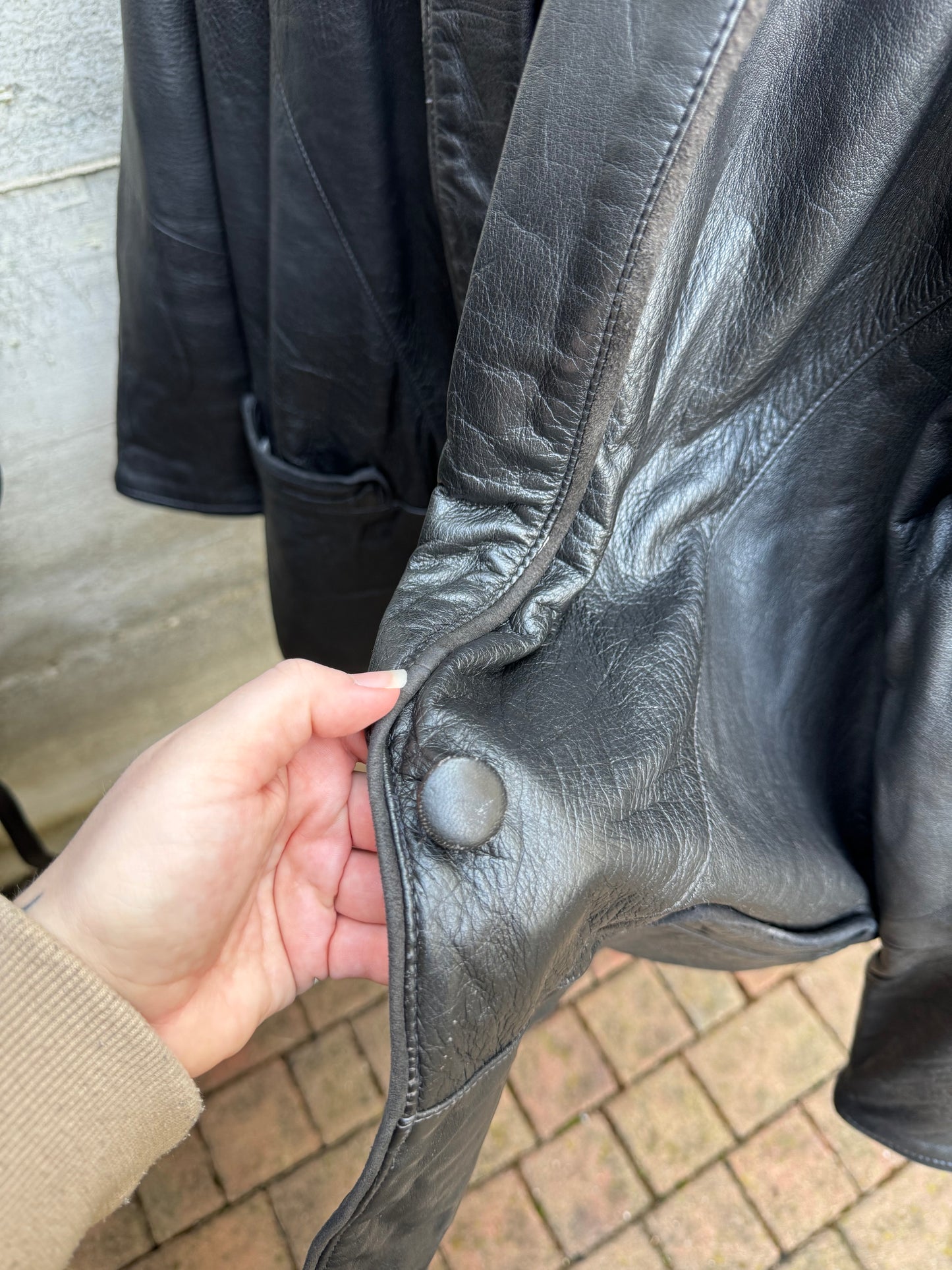 Giacca donna 80s in vera pelle nappata testa di moro