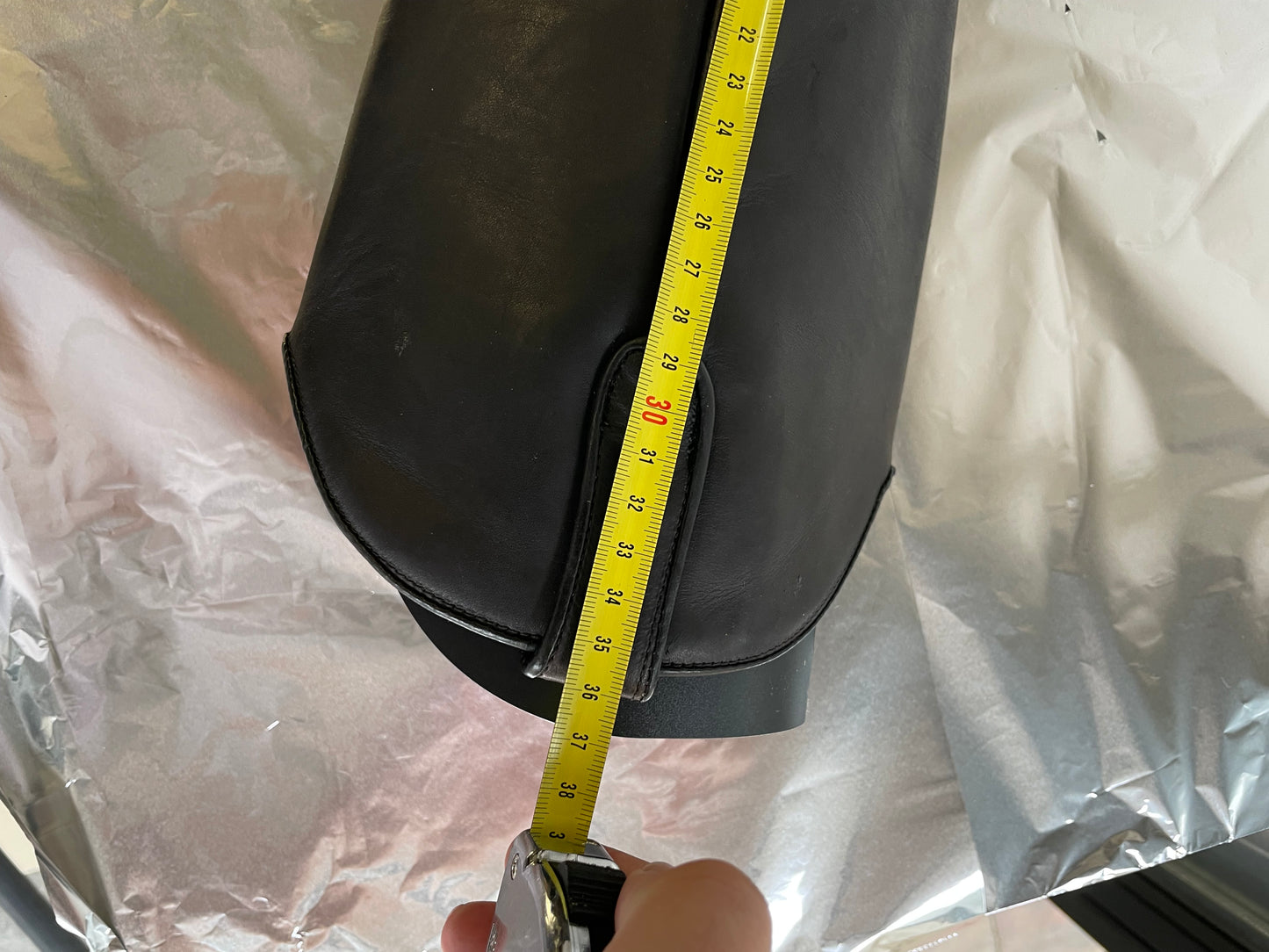 EU 39.5/40 - Texano vintage vera pelle nero liscio, tacco basso