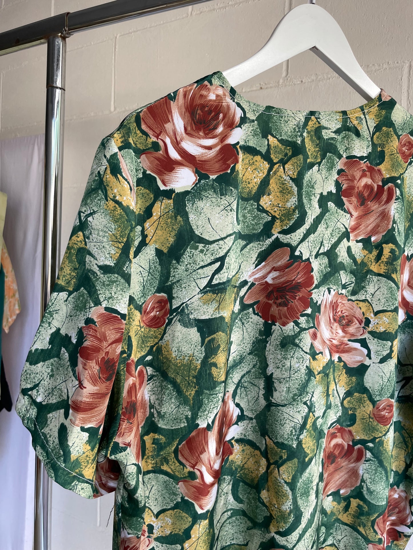 Camicia sartoriale 100% seta fantasia floreale - taglia XL