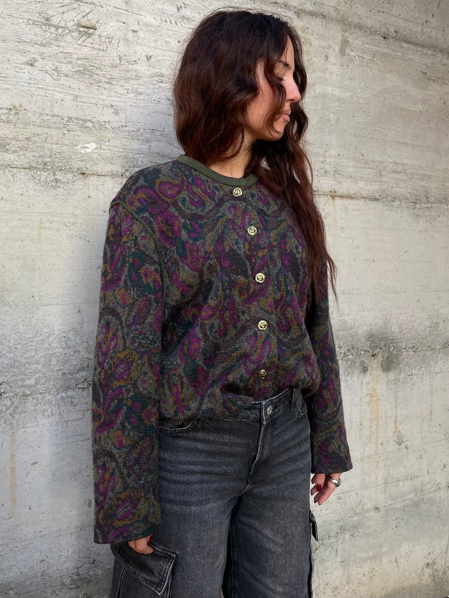 Cardigan Geiger in misto lana e mohair - taglia M/L