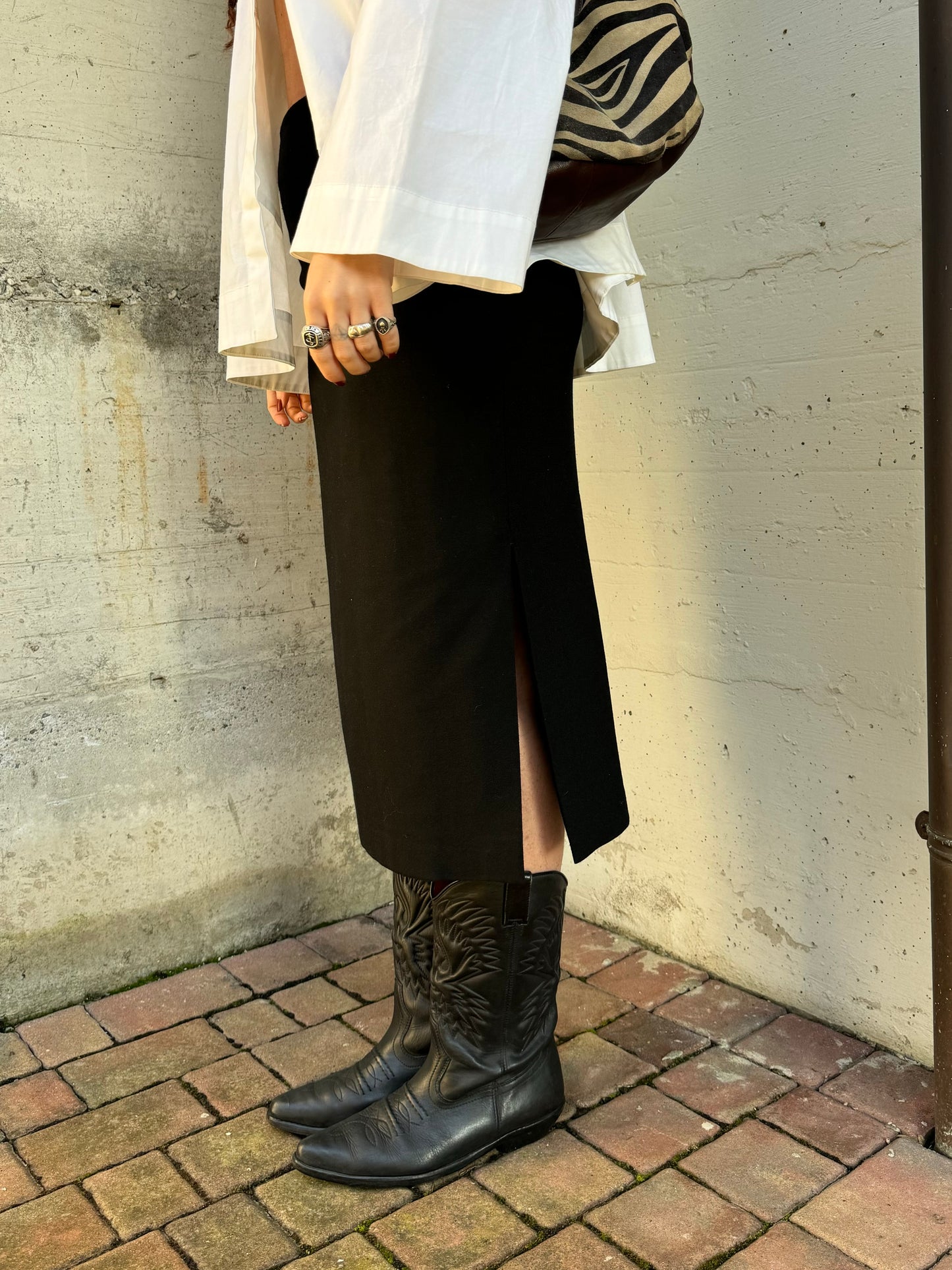 Gonna sartoriale midi a matita in misto lana e viscosa