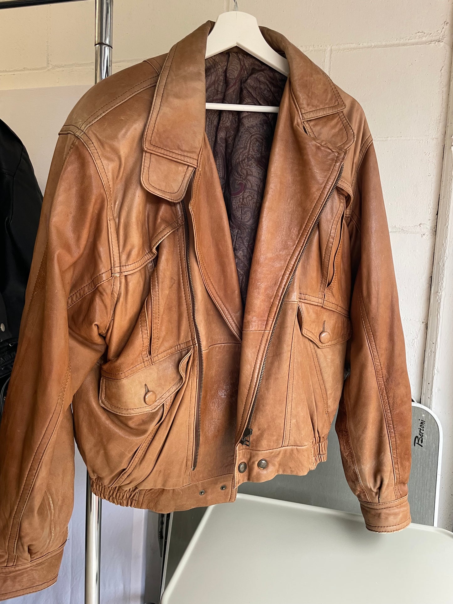 Bomber vera pelle ruggine - taglia L uomo