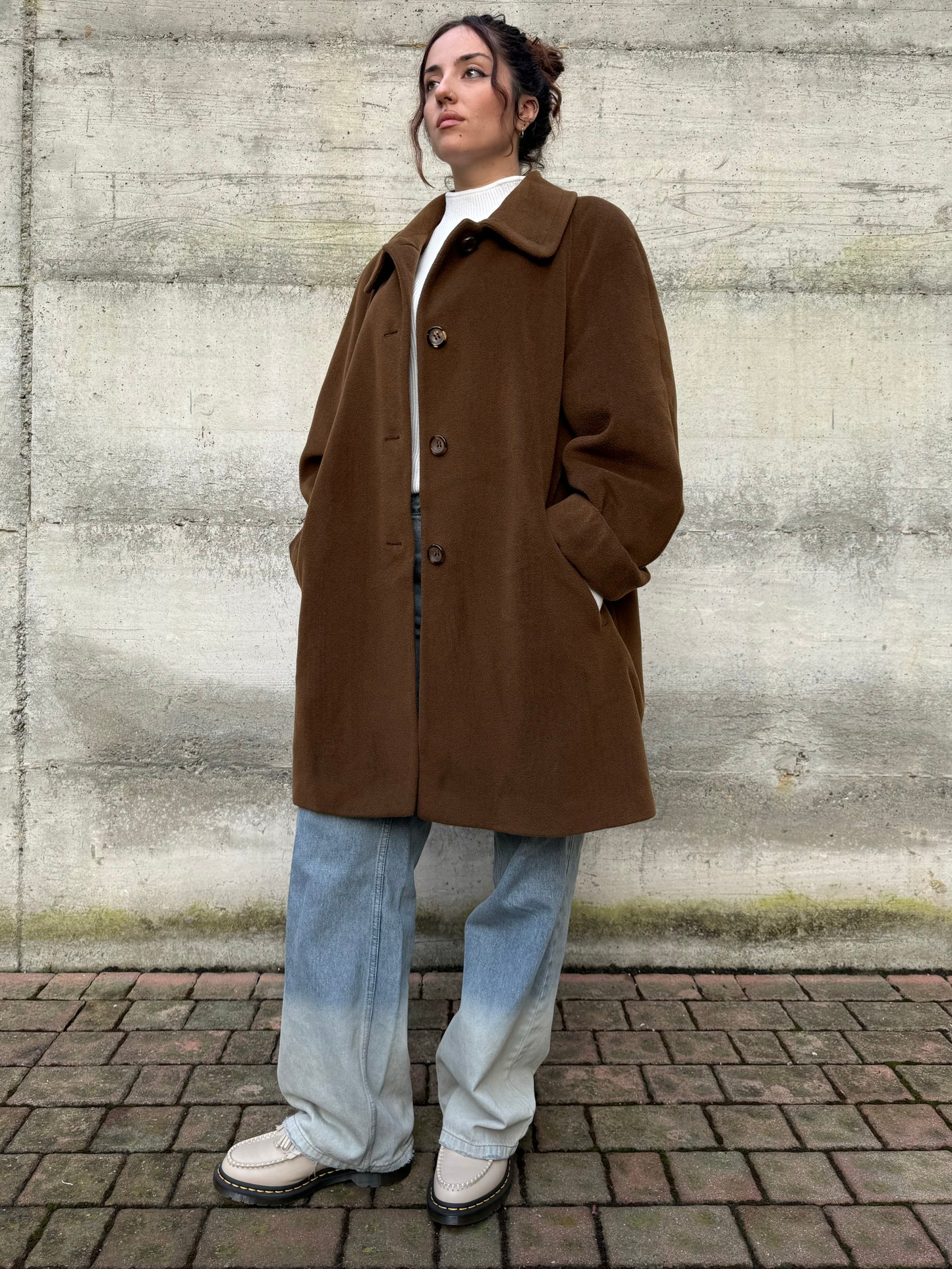 Cappotto sartoriale cioccolato in pura lana vergine superfine