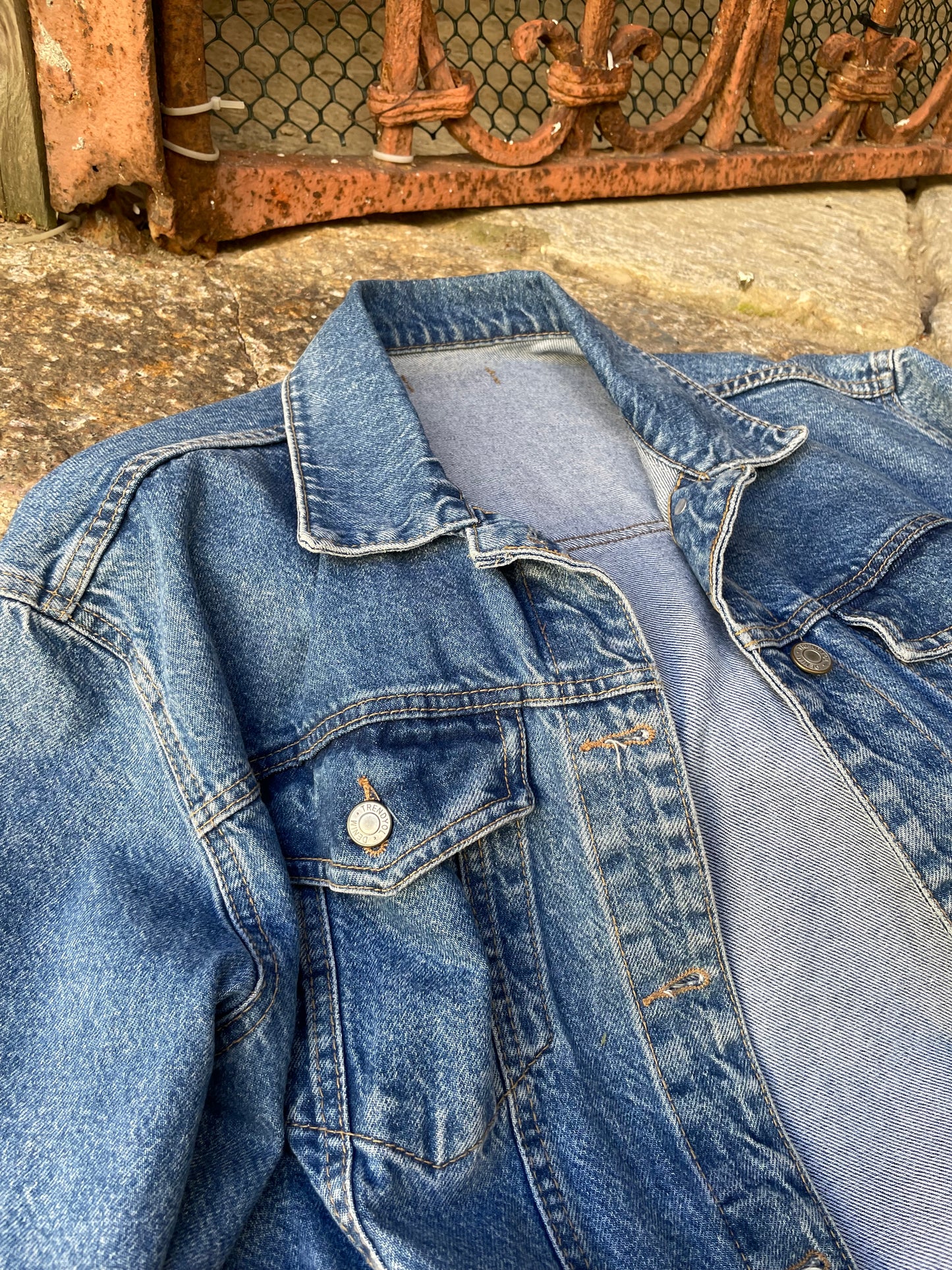 Giacca vintage denim lavaggio medio - taglia L donna