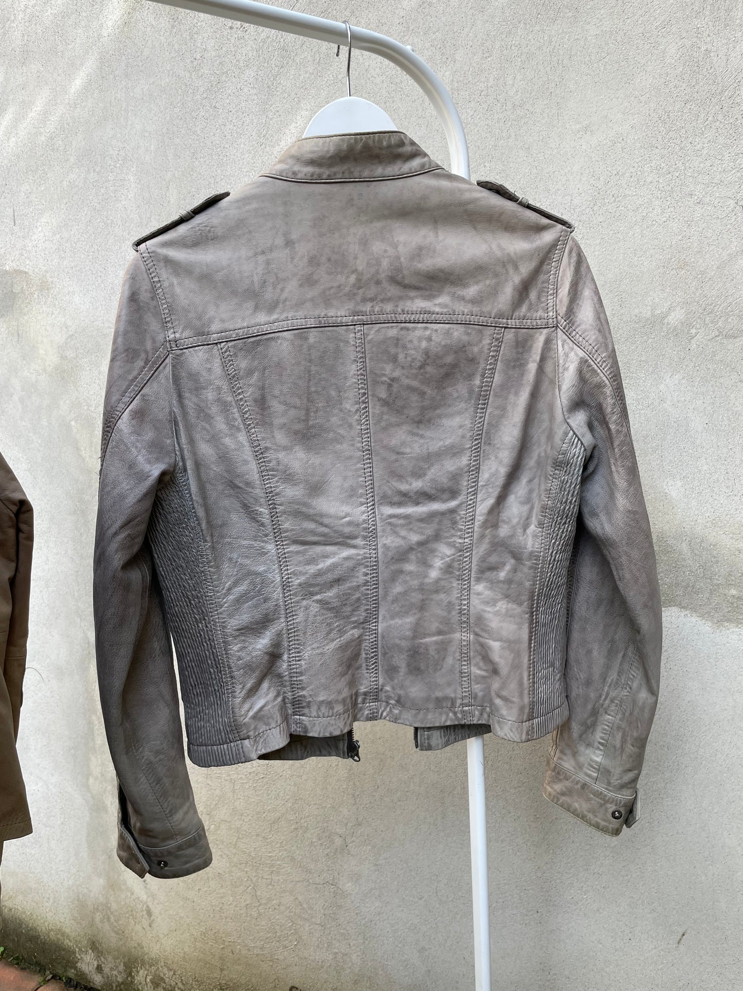 Biker cropped vera pelle ghiaccio