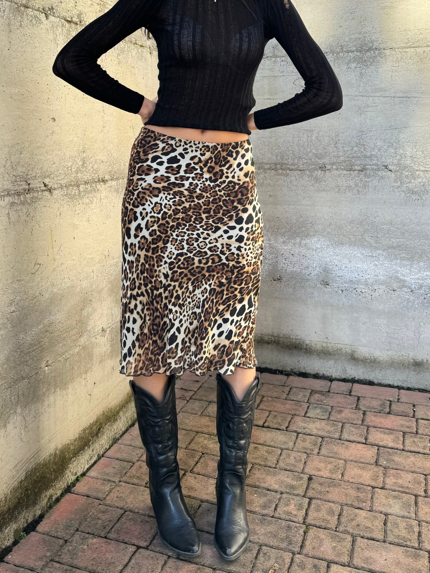 Gonna midi Y2K animalier in viscosa