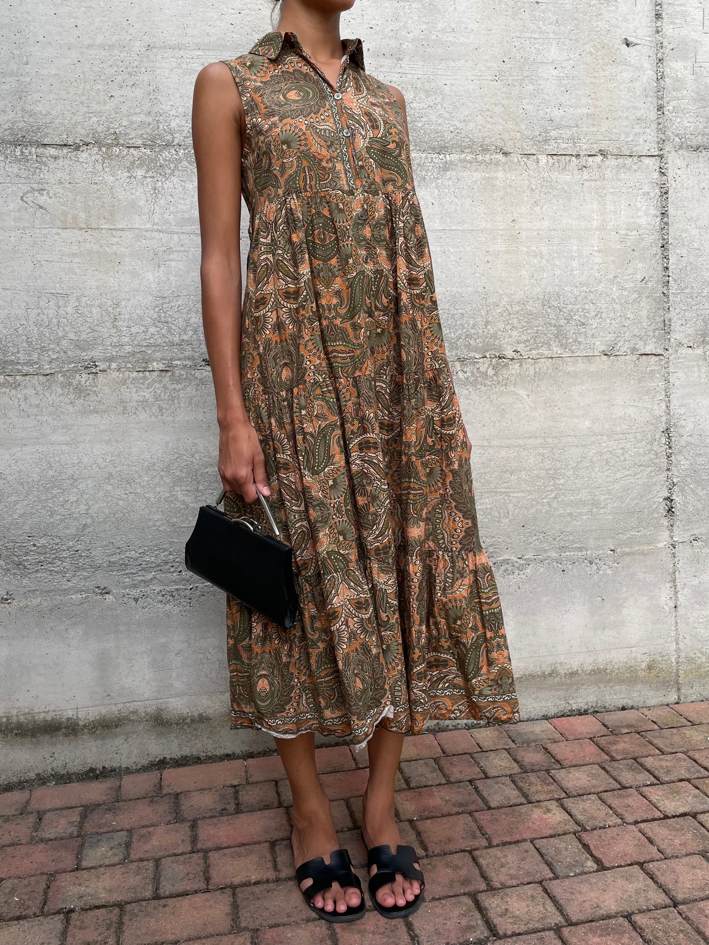 Abito chemisier lungo smanicato 100% cotone - taglia unica