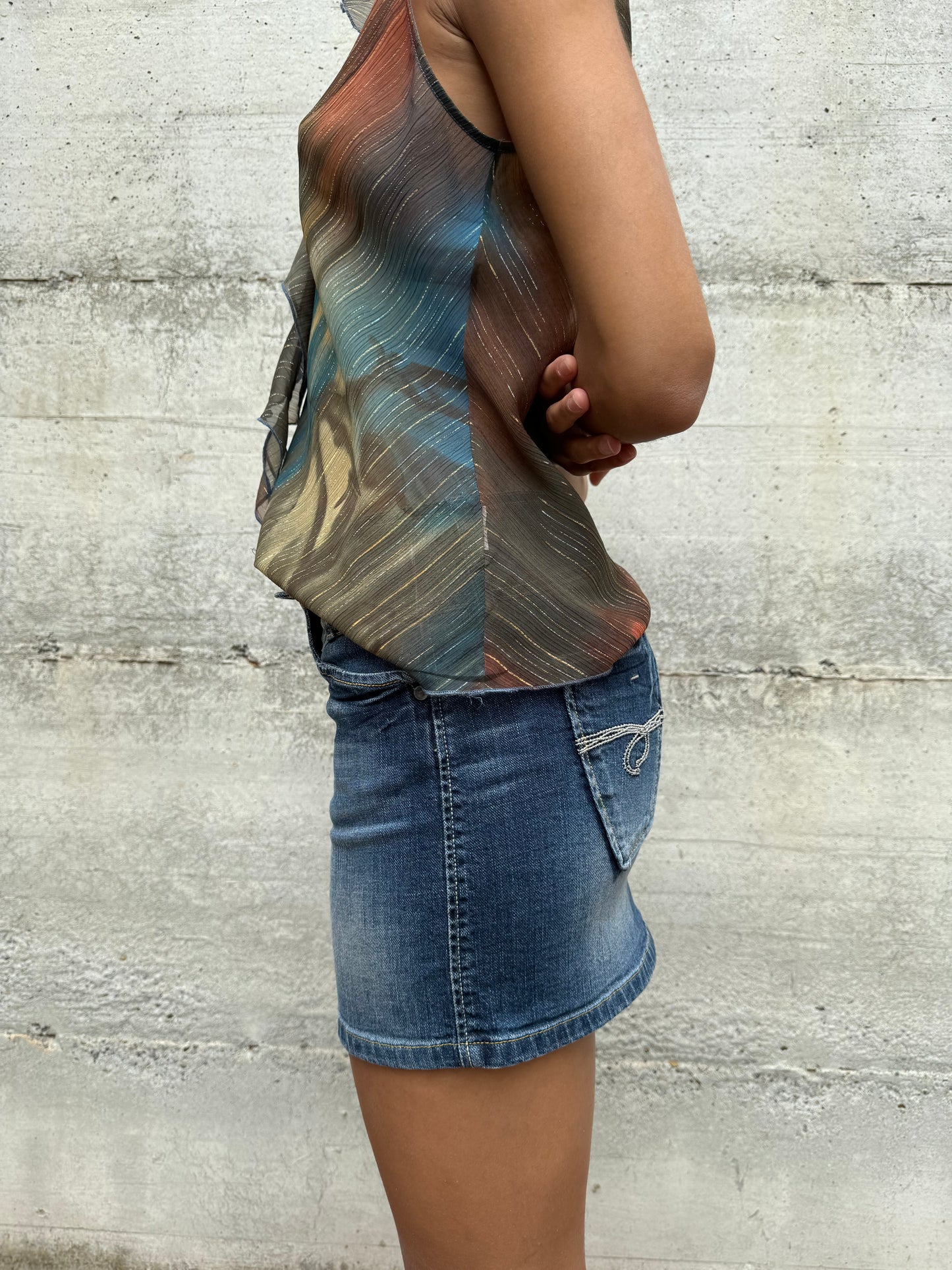 Top Y2K in crepe di viscosa