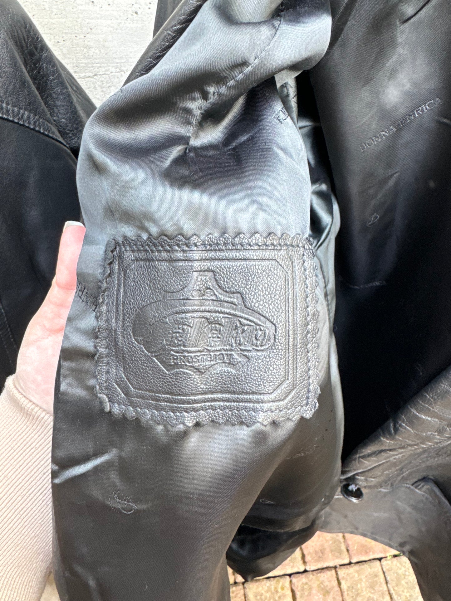 Giacca donna 80s in vera pelle nappata testa di moro