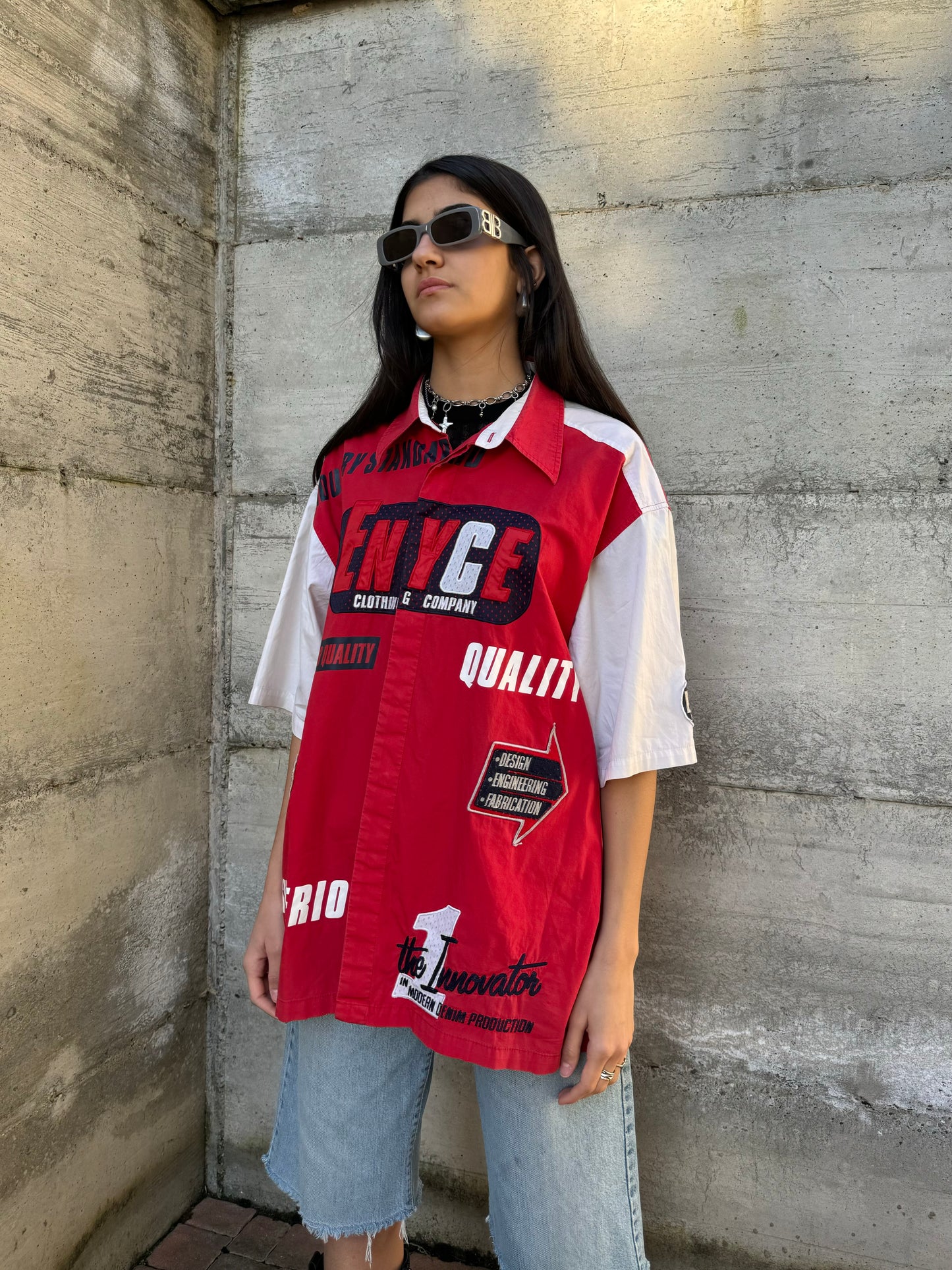 Maxi camicia ENYCE bikercore in cotone