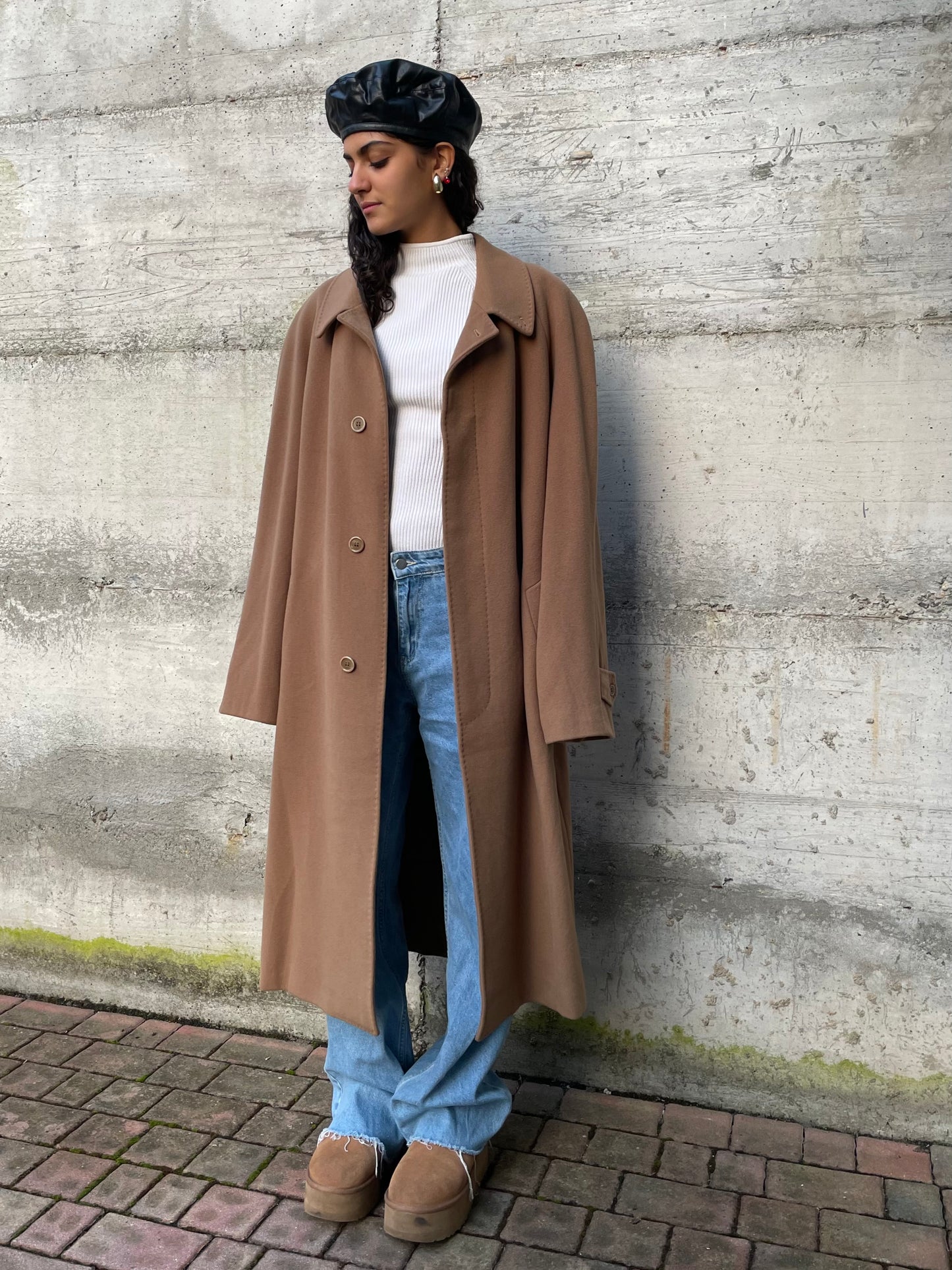 Cappotto lungo monopetto cammello, Del Mare 1911, 50% cashmere 50% lana - taglia L uomo