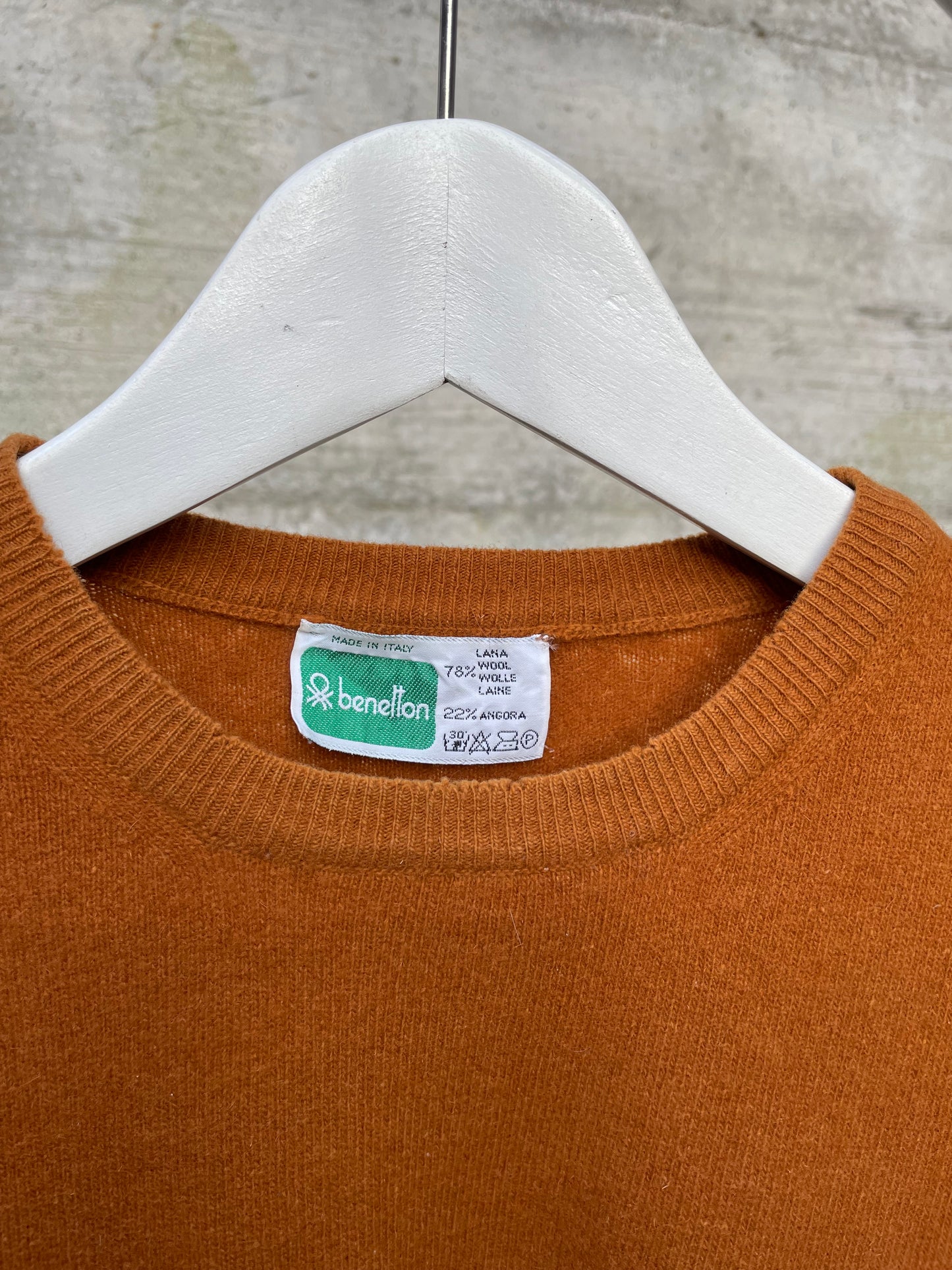 Gilet girocollo ruggine Benetton in misto lana e angora