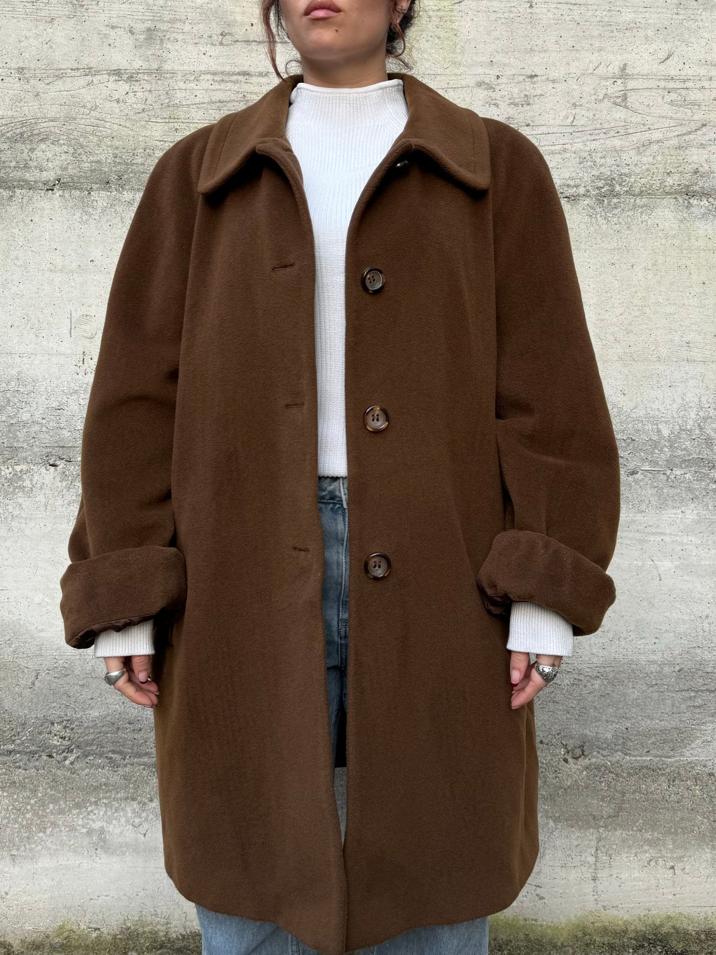 Cappotto sartoriale cioccolato in pura lana vergine superfine