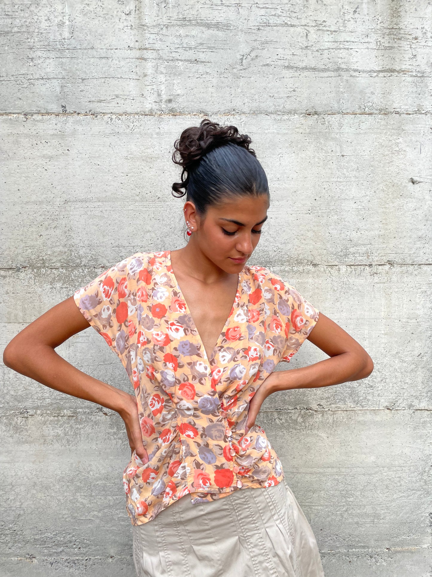 Blusa sartoriale 100% seta con bottoni Valentino originali - taglia S/M