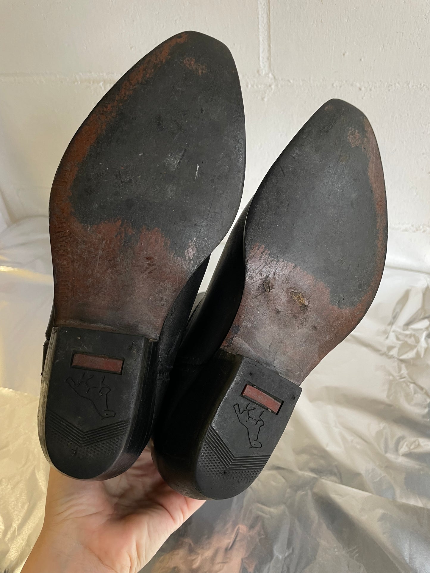 EU 39 - Texano vintage vera pelle nero, originale americano