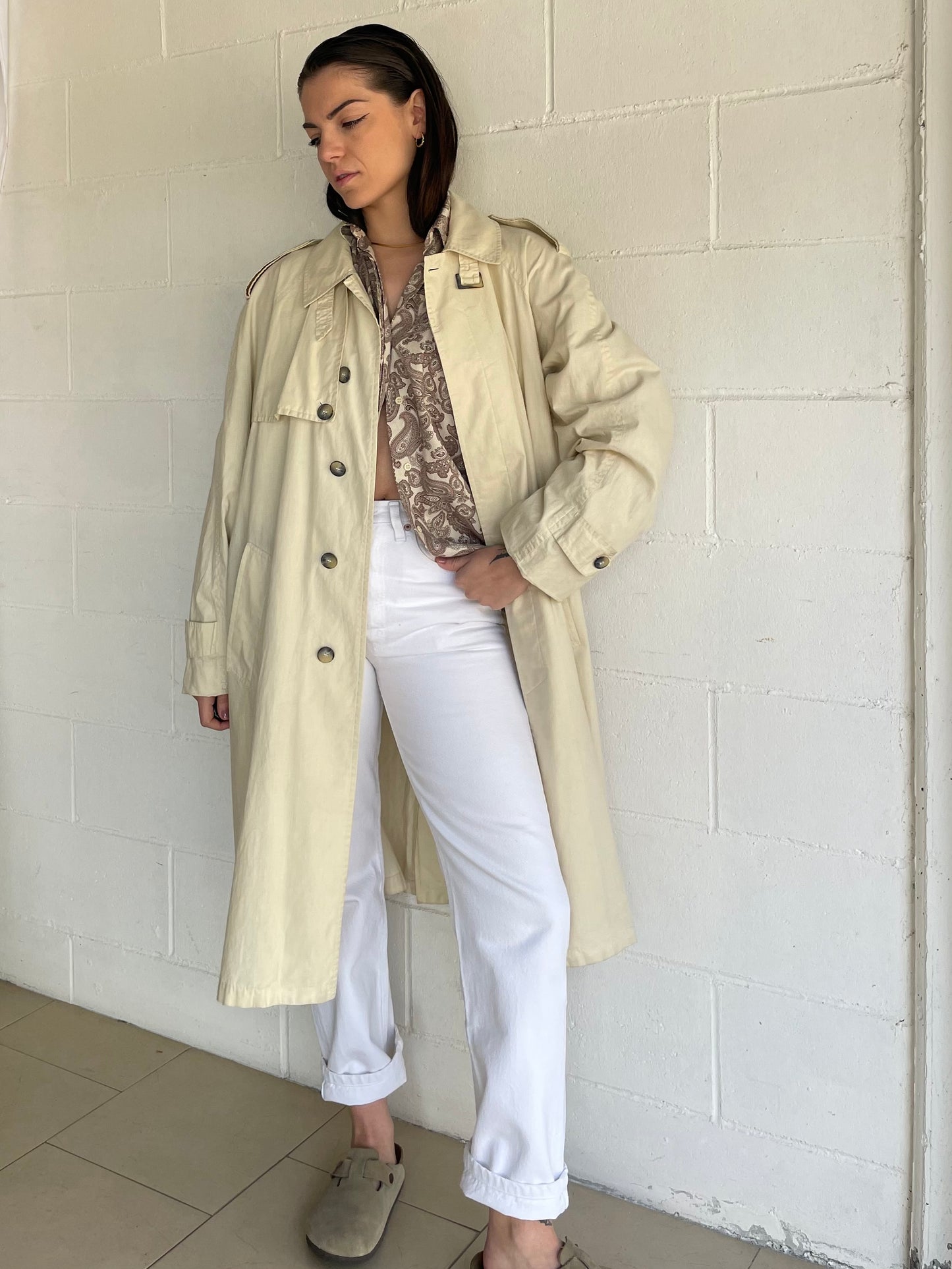 Trenchcoat crema in cotone Andrea Silardi