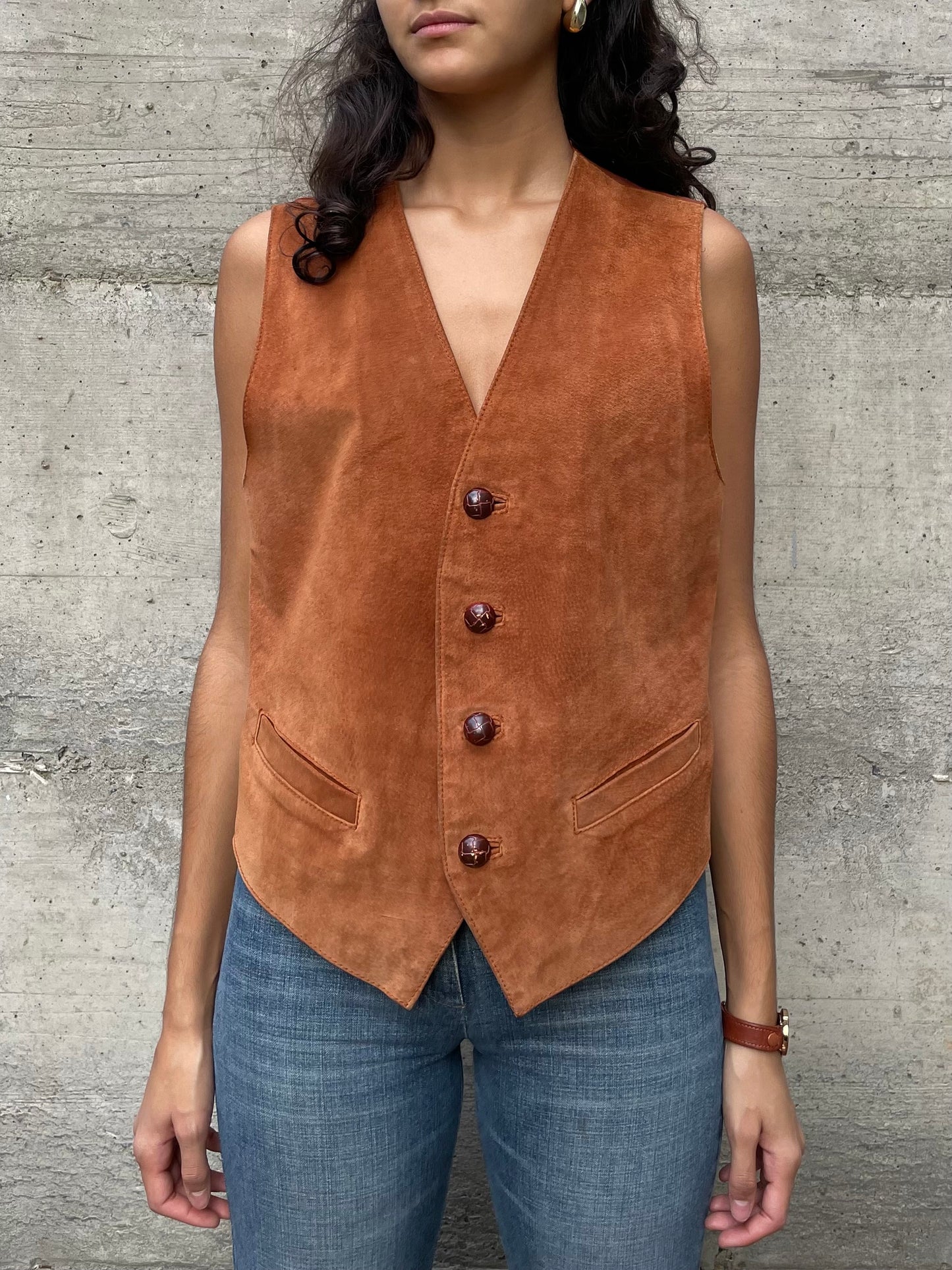 Gilet suede ruggine - taglia S uomo