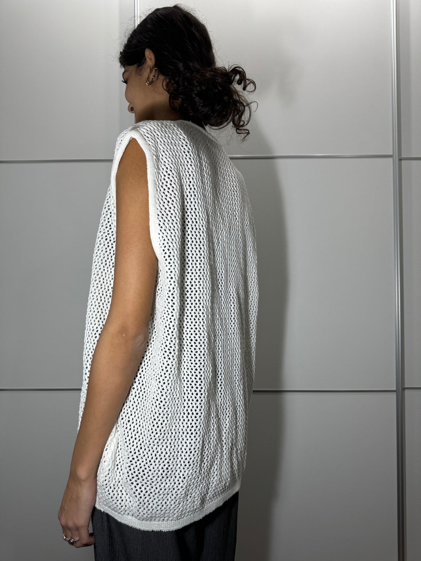 Gilet cardigan a rete oversize 100% cotone