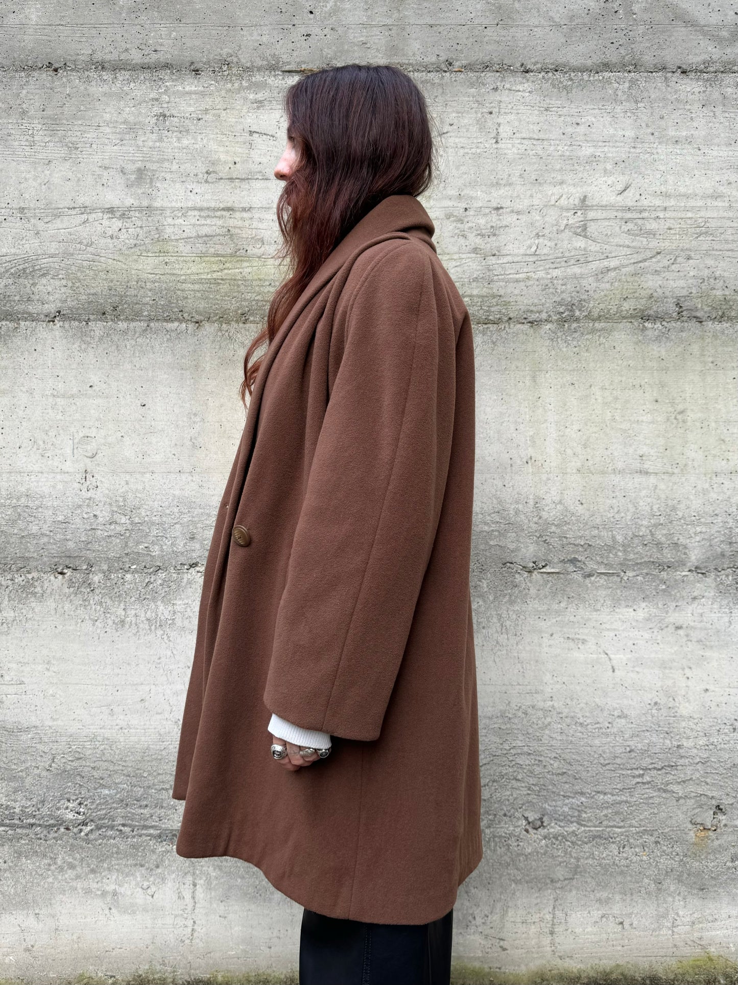 Cappottino doppiopetto cioccolato 80% lana