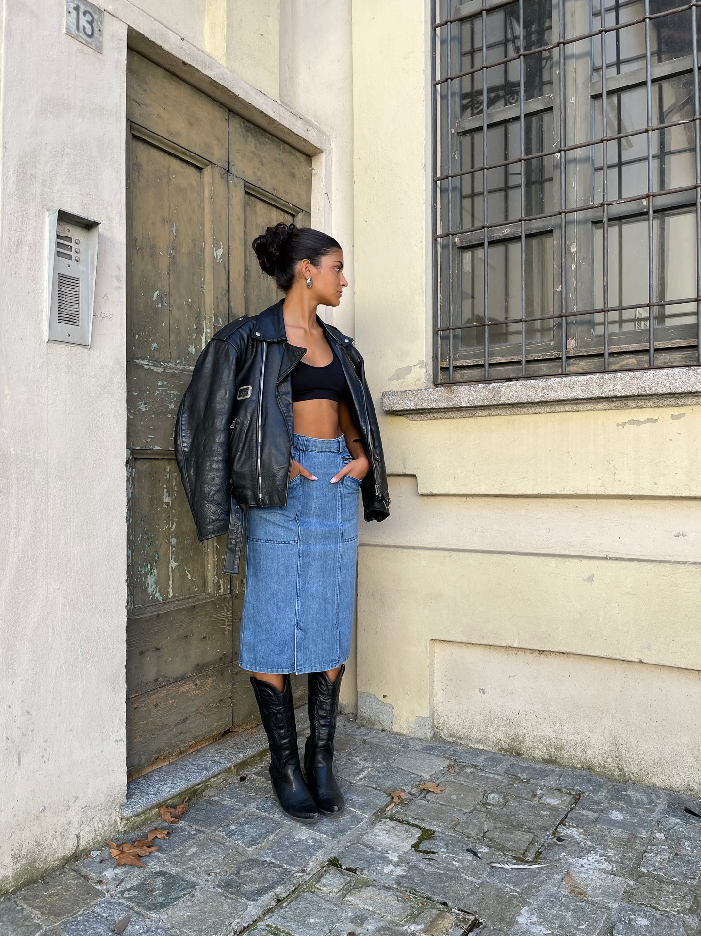 Chiodo Carlton in vera pelle nero, taglia M uomo