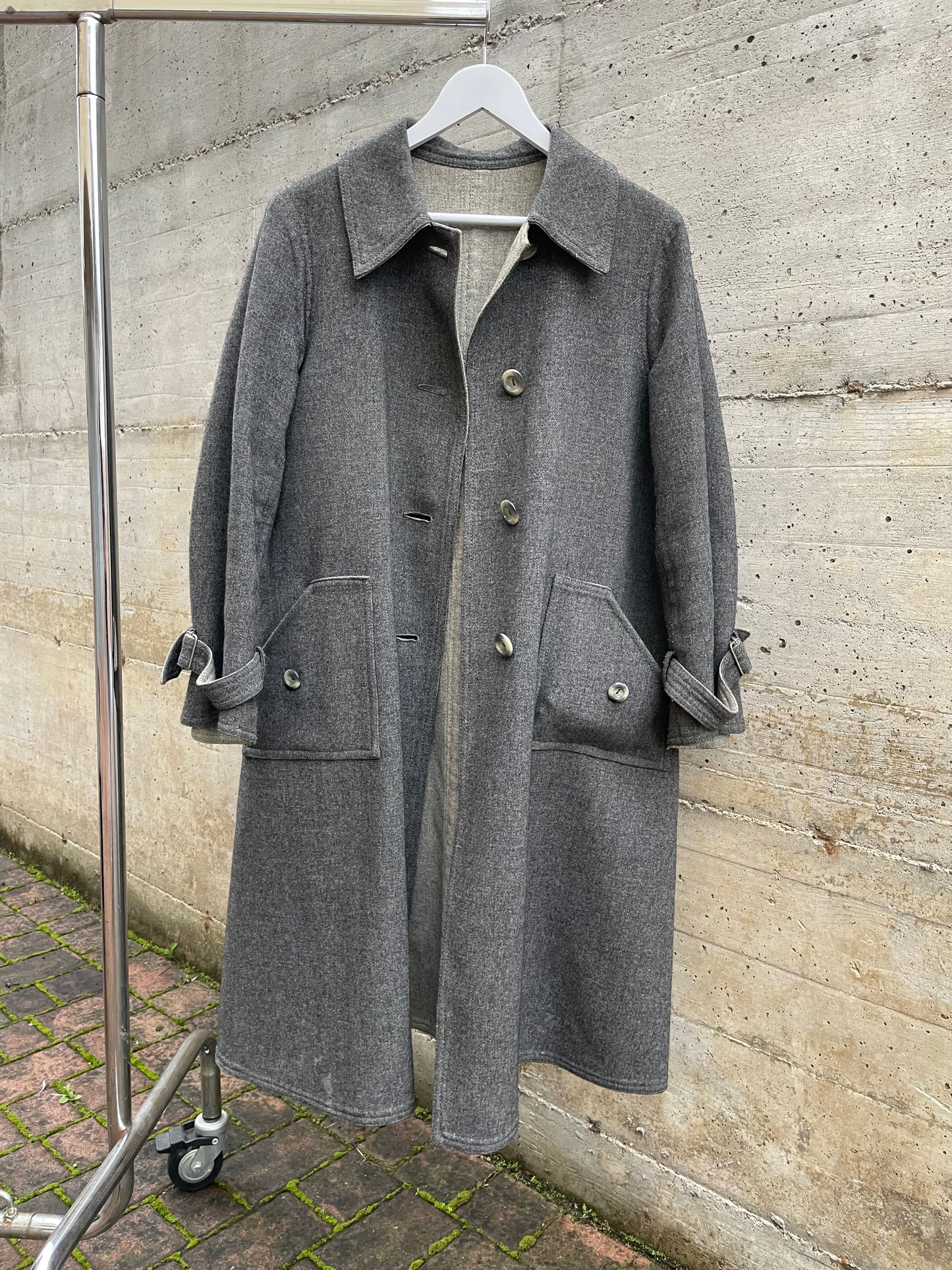 Spolverino mezza stagione lana cotta grigio - M