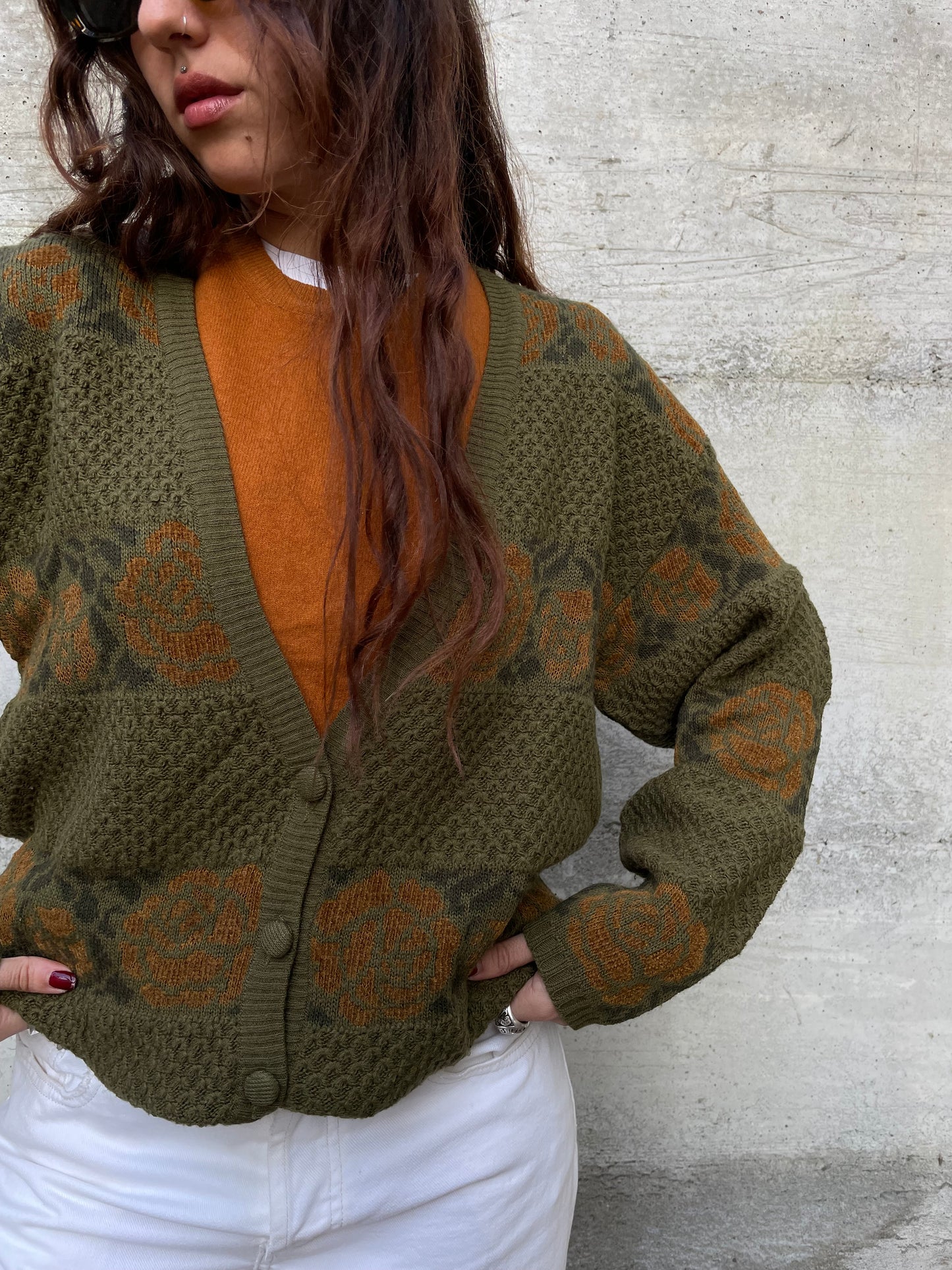 Cardigan fantasia oversize in misto lana