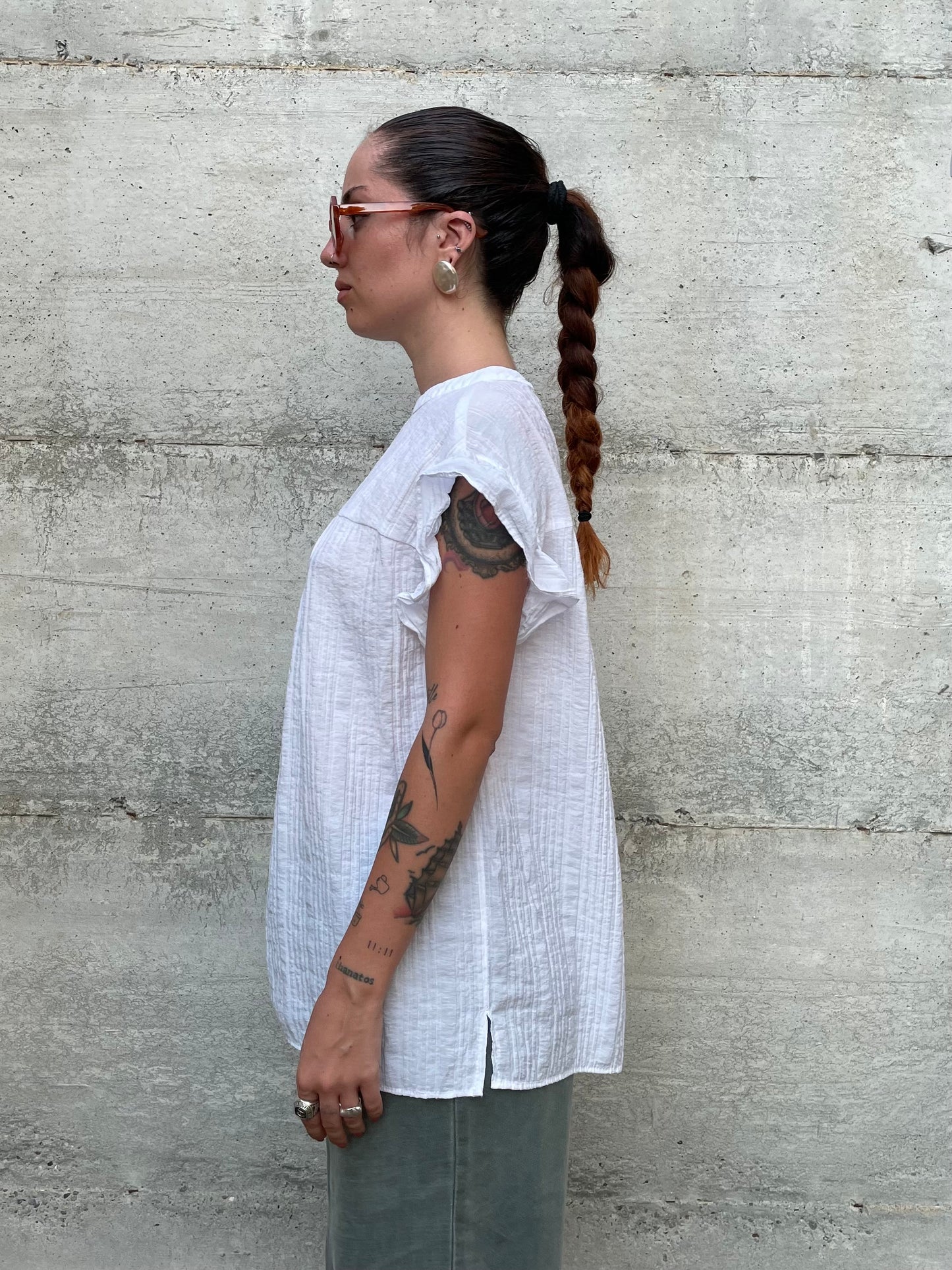 Blusa ampia in viscosa crespata bianca - taglia 46it