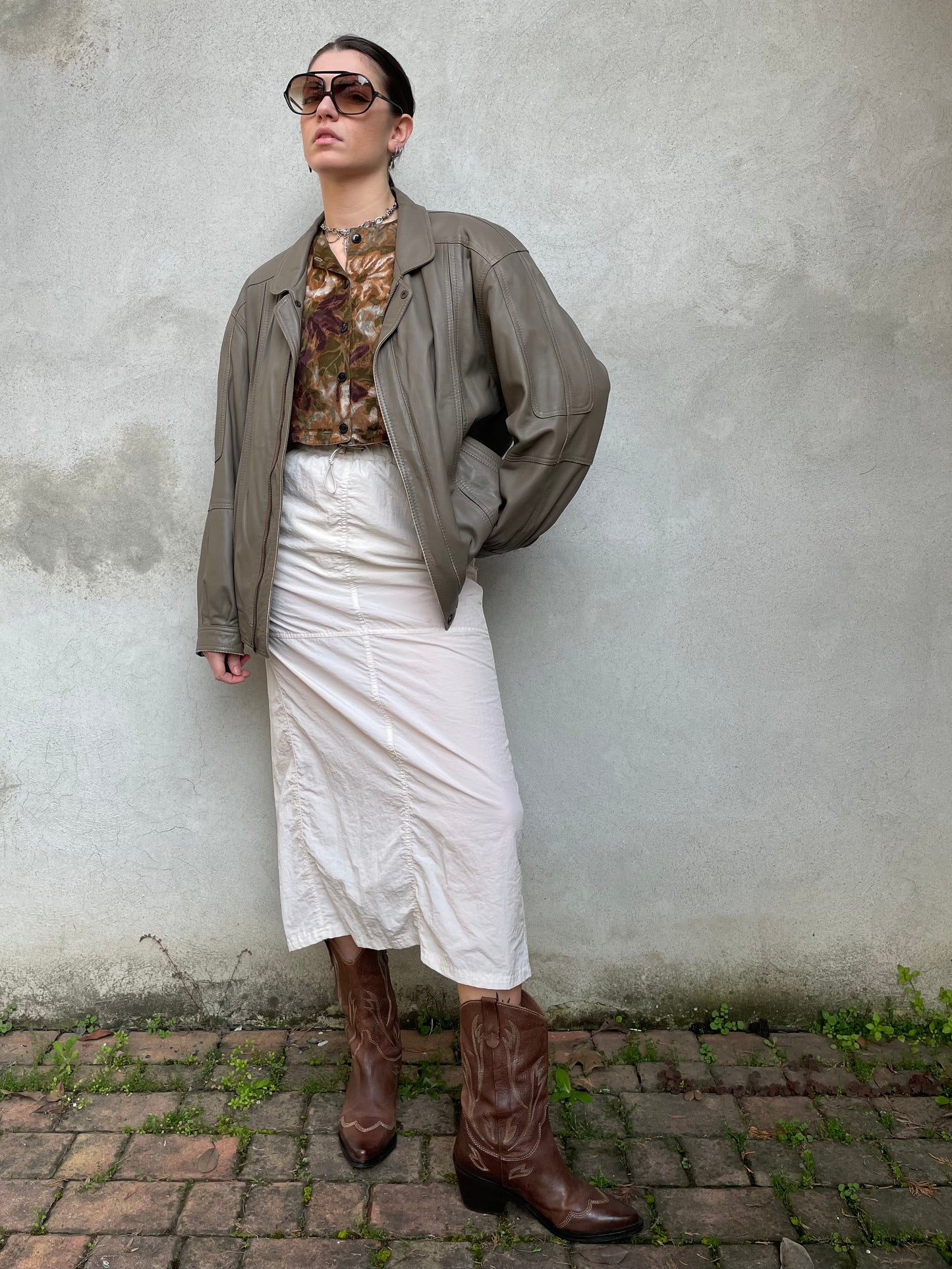 Bomber in nappa tortora