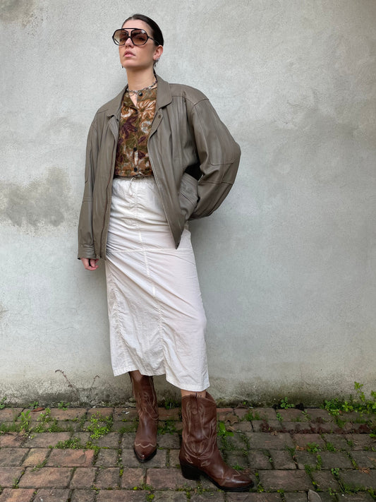 Bomber in nappa tortora