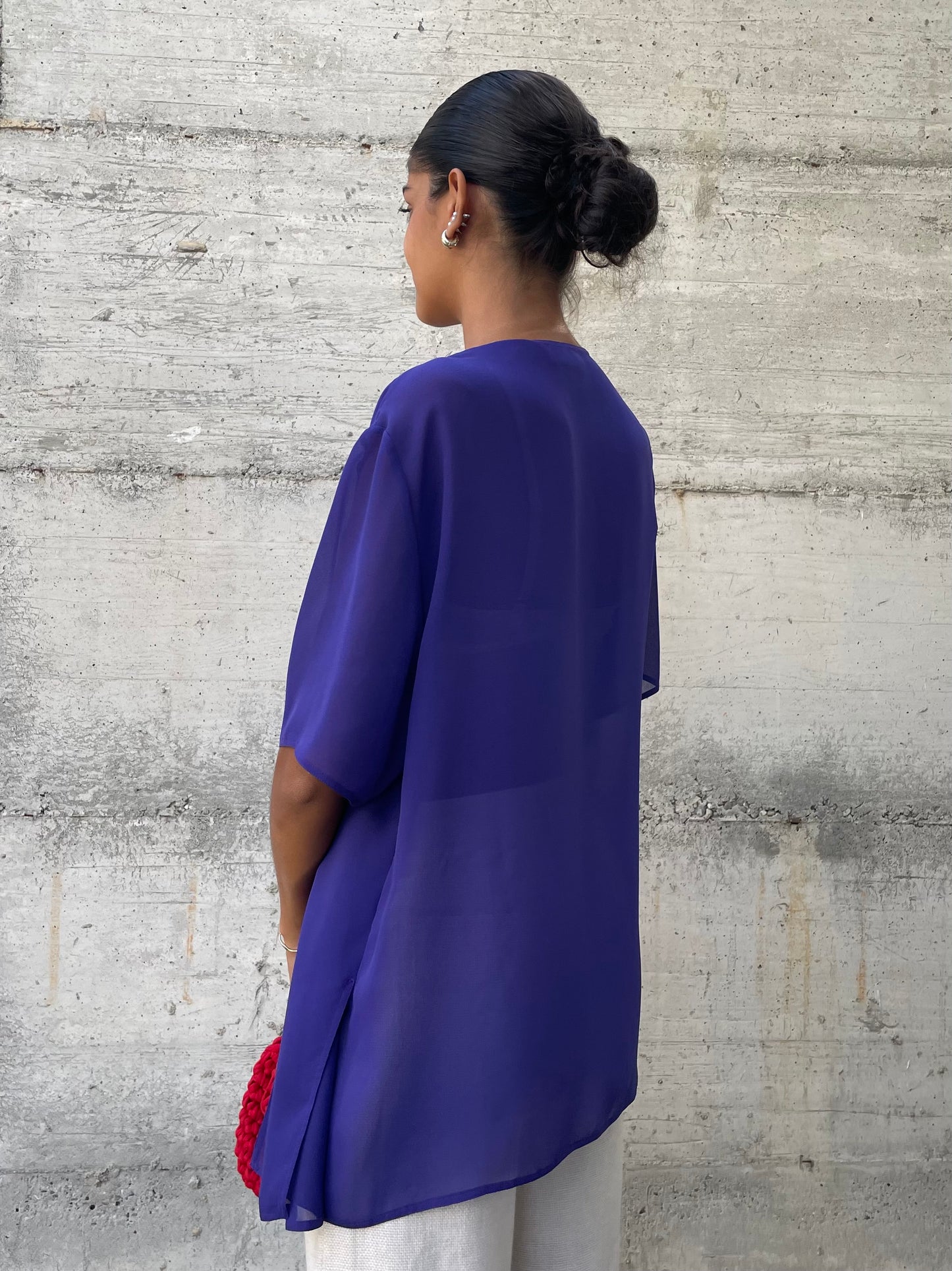 Blusa sheer Elena Mirò viola - taglia XL