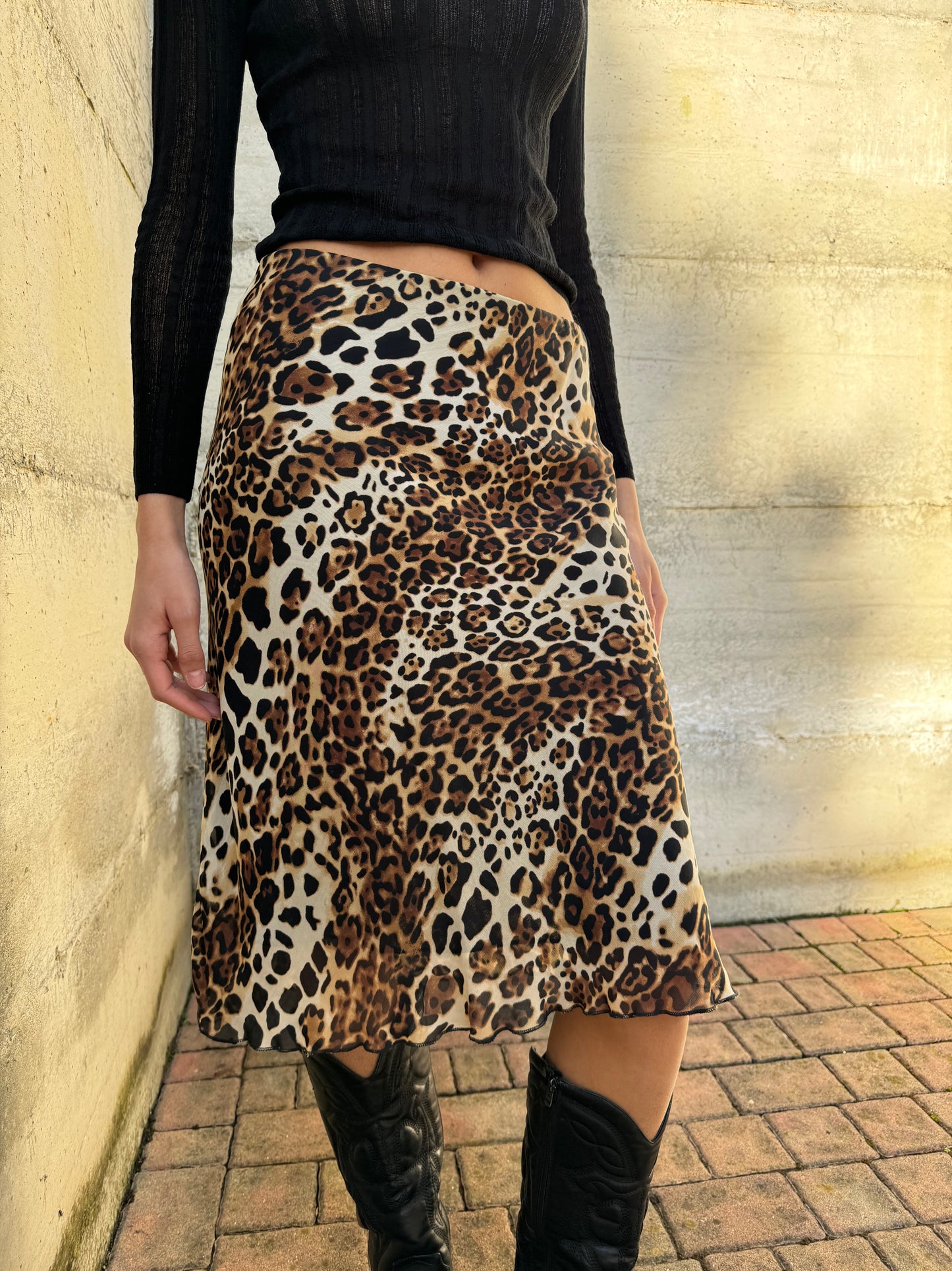 Gonna midi Y2K animalier in viscosa